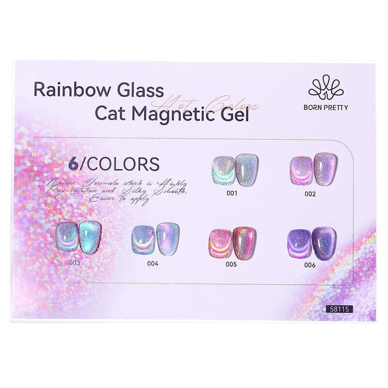 Rainbow Glass Cat Magnetic Gel Polish - Born Pretty Nail Art Kit for Stunning 3D Effects | Perfect for DIY Manicures, Nail Salons & Special Occasions