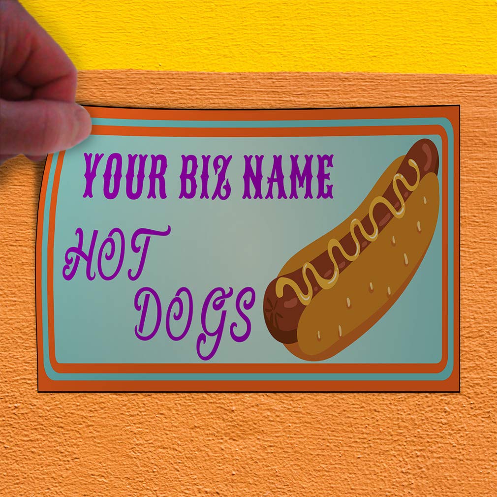 Custom Vinyl Door Decals - Business Name & Hot Dog Stickers (24x18 Inches, Set of 10) - Durable Outdoor Decals for Restaurants, Food Trucks, Cars & Luggage - Perfect for Branding & Advertising