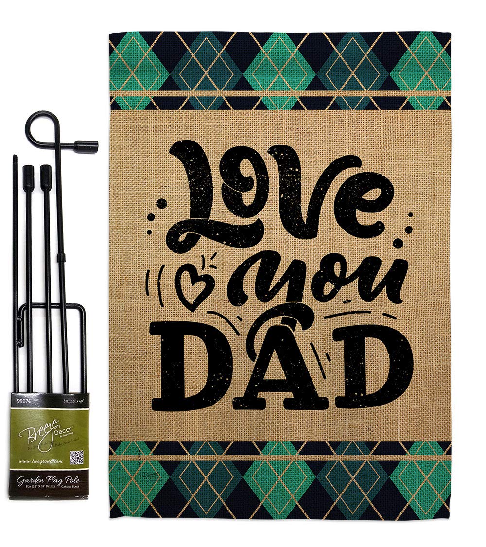 Love You Dad Garden Flag Set - Father's Day Yard Gift for Dad & Grandpa