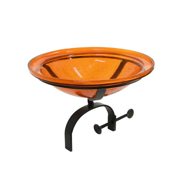 Handmade Mandarin Crackle Glass Birdbath Bowl - Outdoor Garden Decoration for Birds & Wildlife - Perfect for Patio, Yard & Backyard Bird Watching