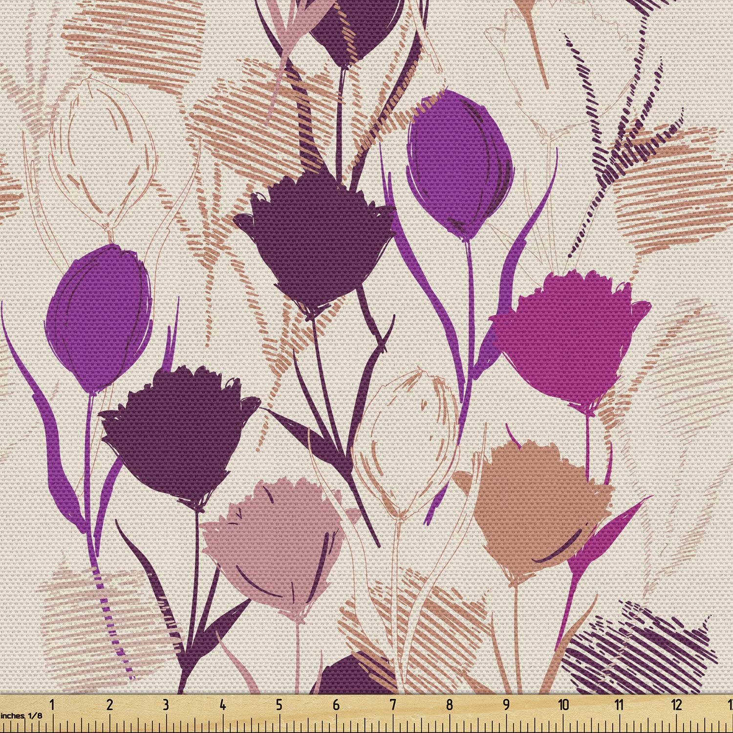 Ambesonne Floral Fabric by The Yard - Pastel Spring Carnations & Tulips with Smudged Petal Design | 10 Yards Multicolor Upholstery Fabric for Sofa, Curtains, Pillows & Home Decor | Perfect for DIY Projects, Crafting & Interior Design