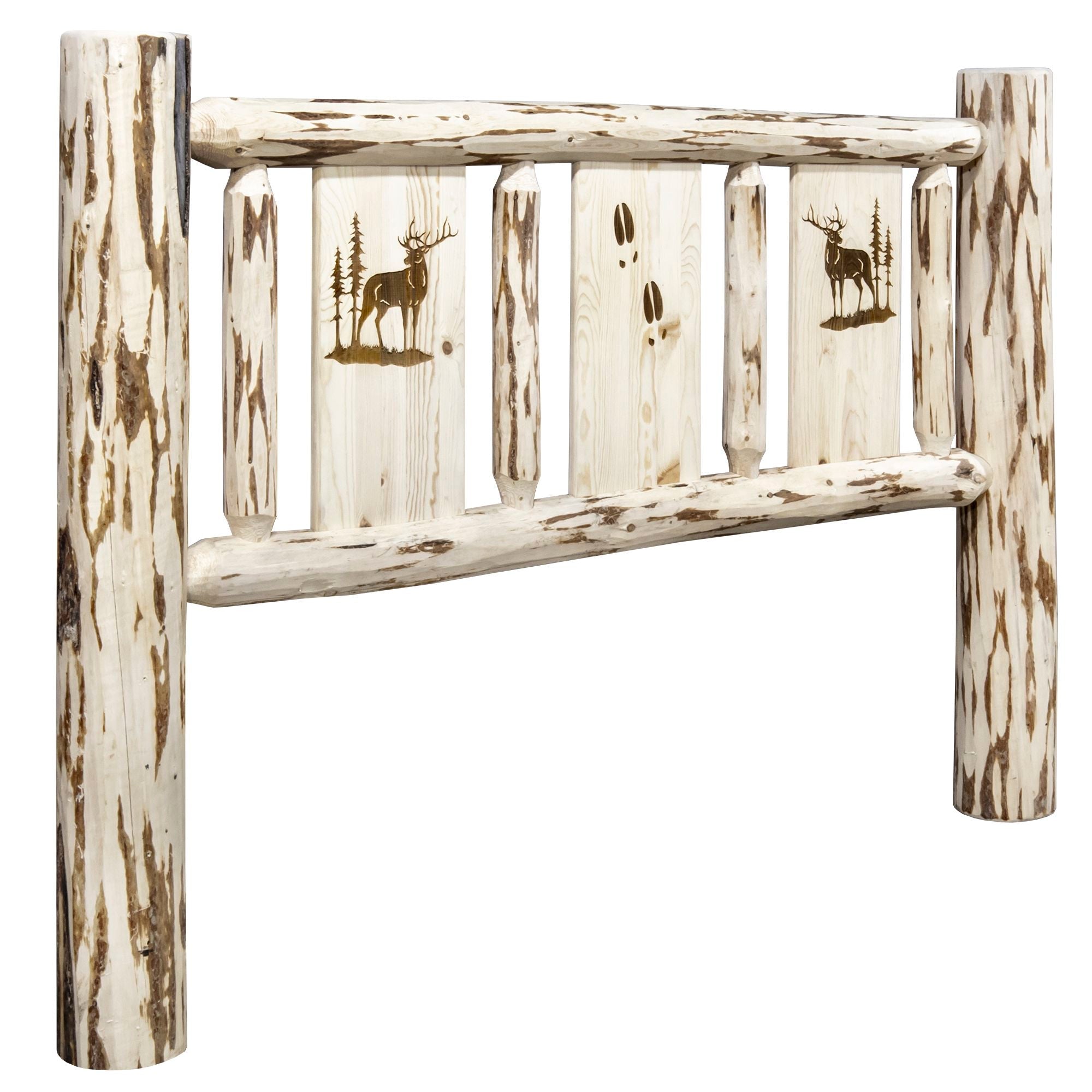 Montana Headboard with Laser Engraved Design - Unfinished Solid Wood Bed Headboard for DIY Home Decor | Perfect for Rustic, Farmhouse & Cabin Bedroom Styles