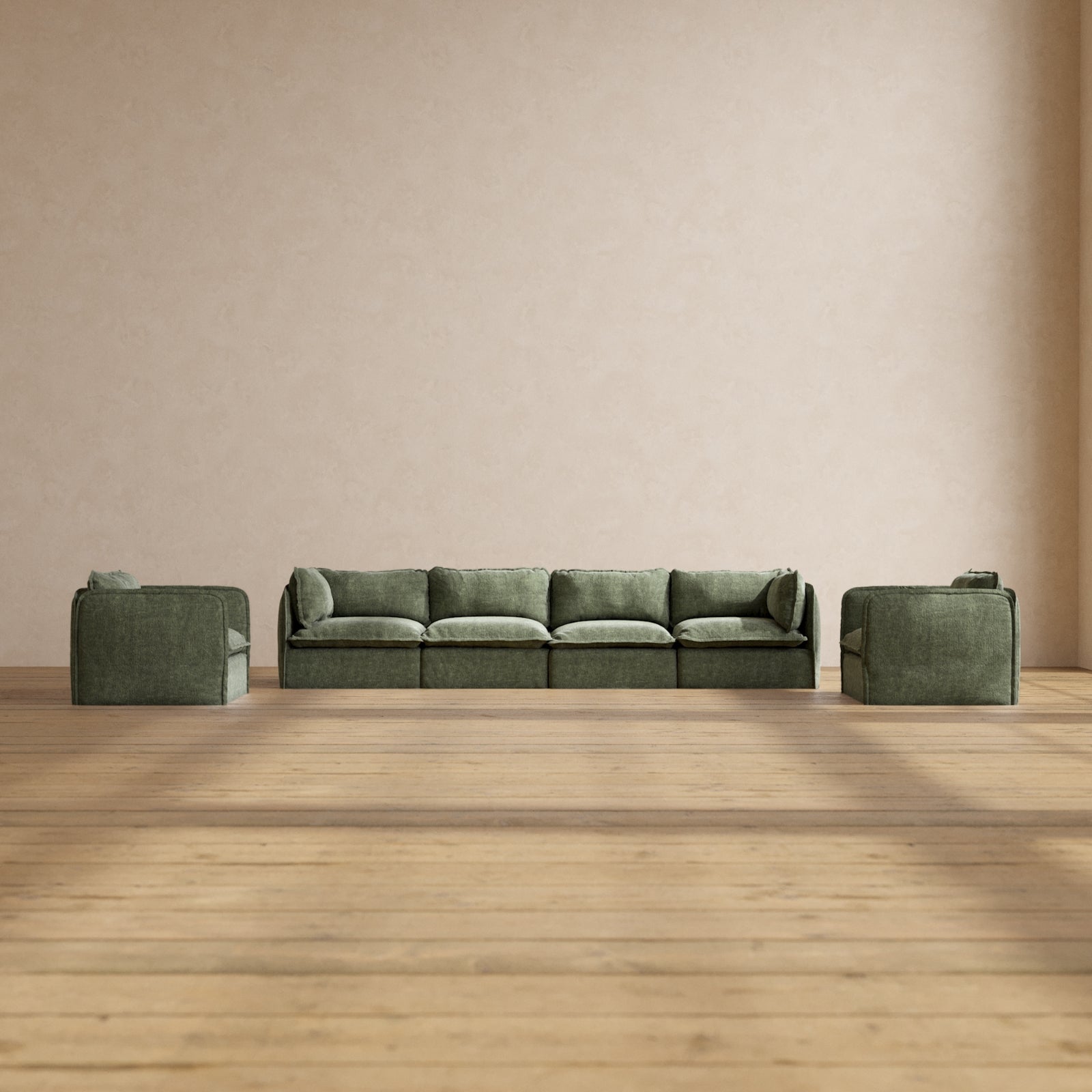 Premium Modular Performance 4-Seater Sofa & Armchair Set in Willow Fabric - Luxury Blend for Living Room, Lounge & Home Theater Comfort