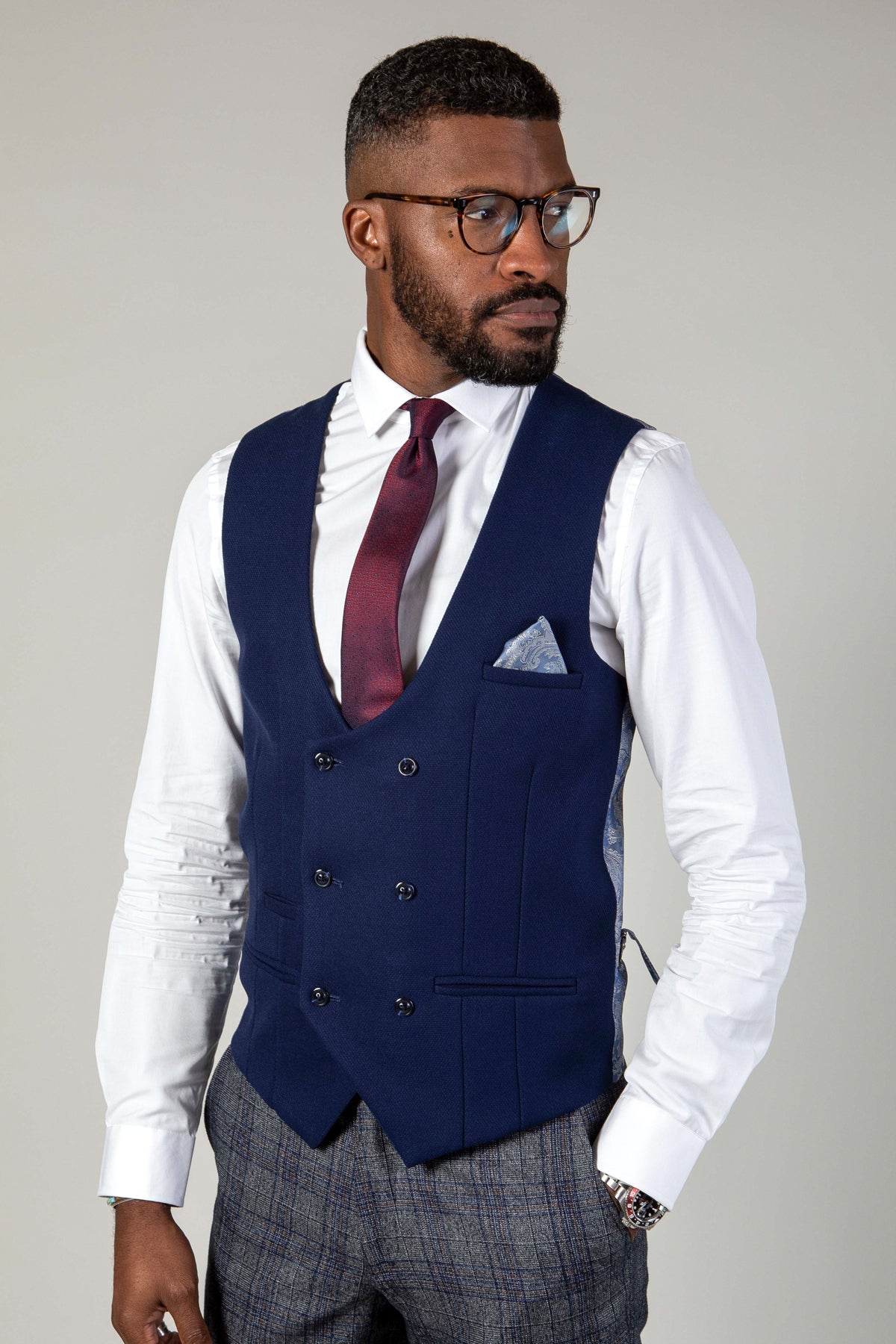 KELVIN Men's Royal Blue Double Breasted Waistcoat Vest | Formal Business Attire | Perfect for Weddings, Office & Special Occasions