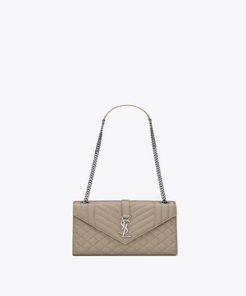 Saint Laurent Envelope Medium Crossbody Bag in Matte Latte Embossed Leather - Luxury Designer Handbag for Women, Perfect for Date Night & Evening Events