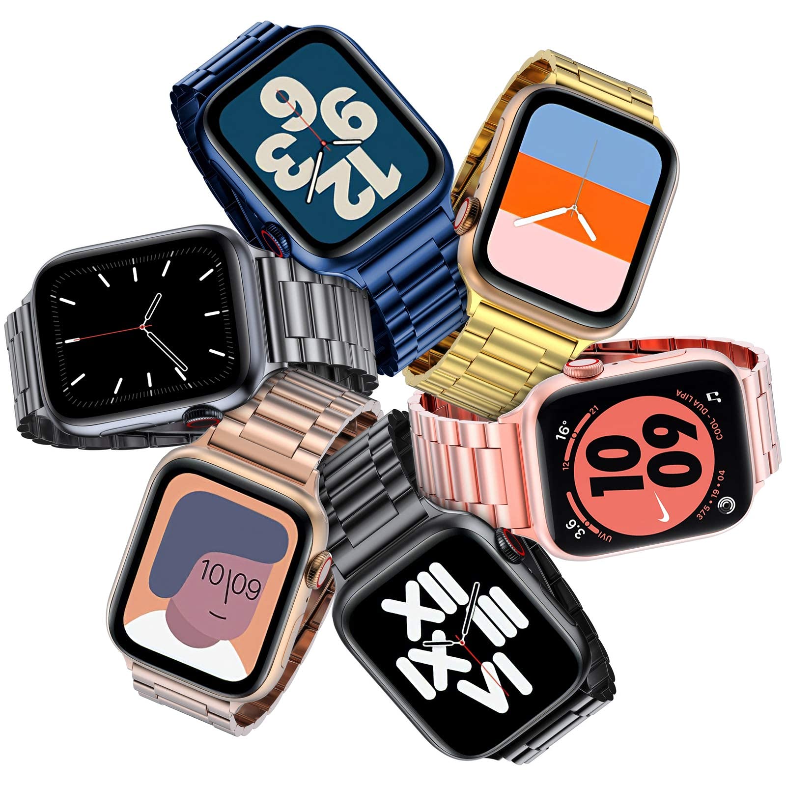 Premium Stainless Steel Apple Watch Band Compatible with Series 9/8/7/6/5/4/3/2/1, SE, Ultra & Ultra 2 - 38mm 40mm 41mm 42mm 44mm 45mm 46mm 49mm - Elegant Metal Strap for Men & Women - Perfect for Business, Office & Formal Occasions