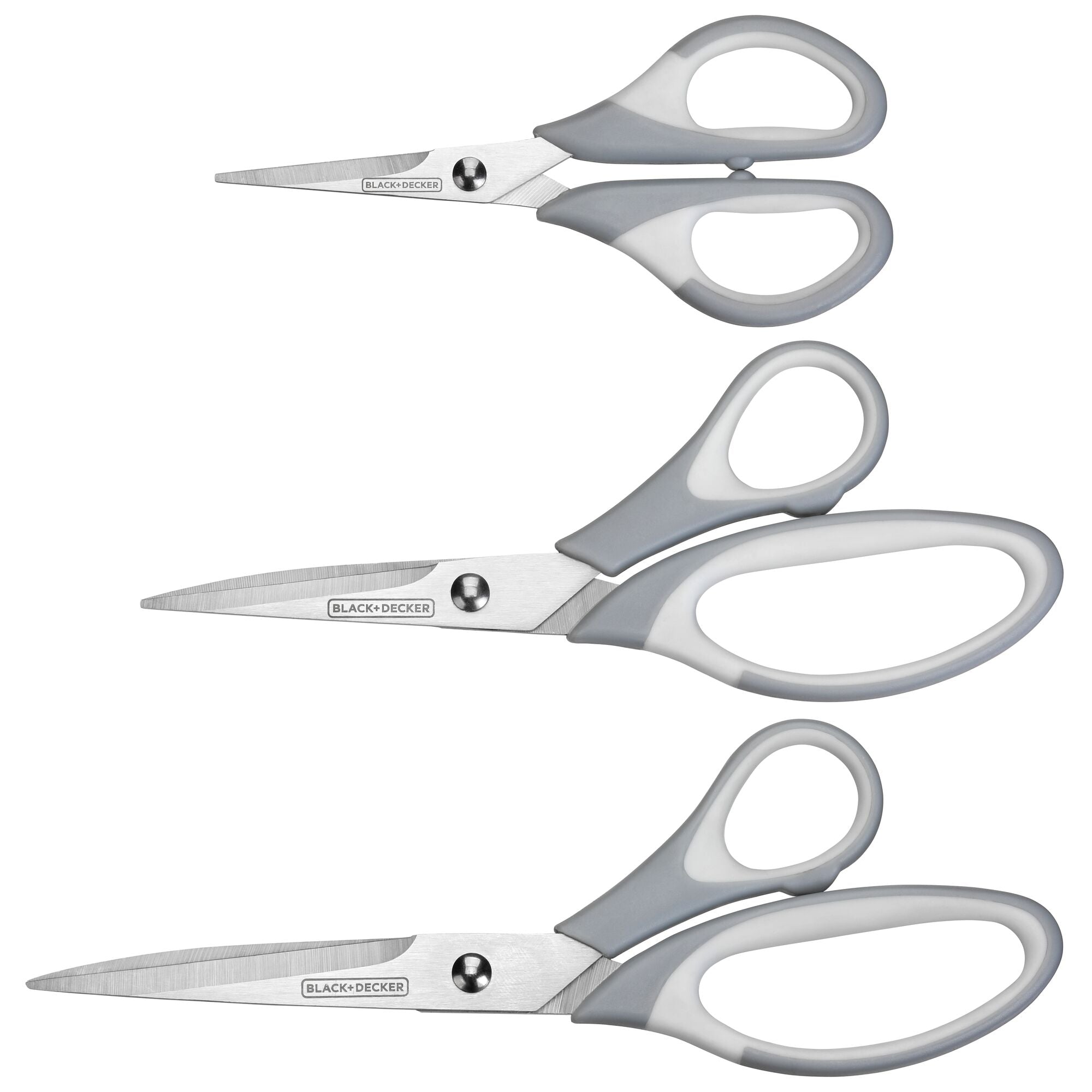 5.5 in., 6.5 in., 8.5 in. Multipurpose Scissors Set - 3 Pack for Office, School, Crafting & Home Use