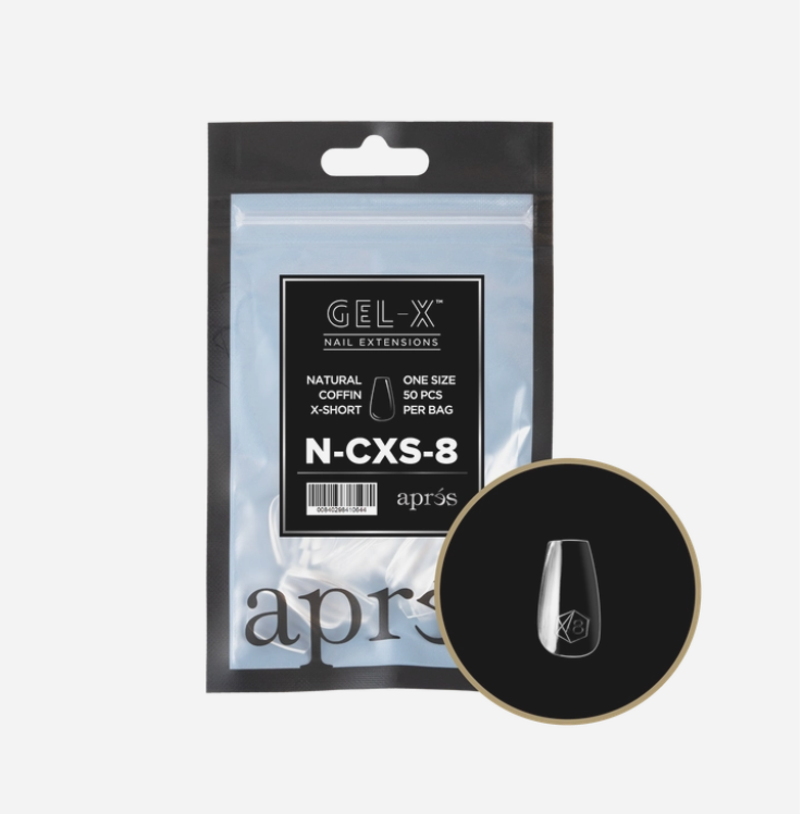Apres Gel X Refill Tips 2.0 - 50pcs Natural Extra Short Coffin Nail Tips for DIY Manicure at Home | Salon Quality Press On Nails for Easy Application & Long Lasting Wear