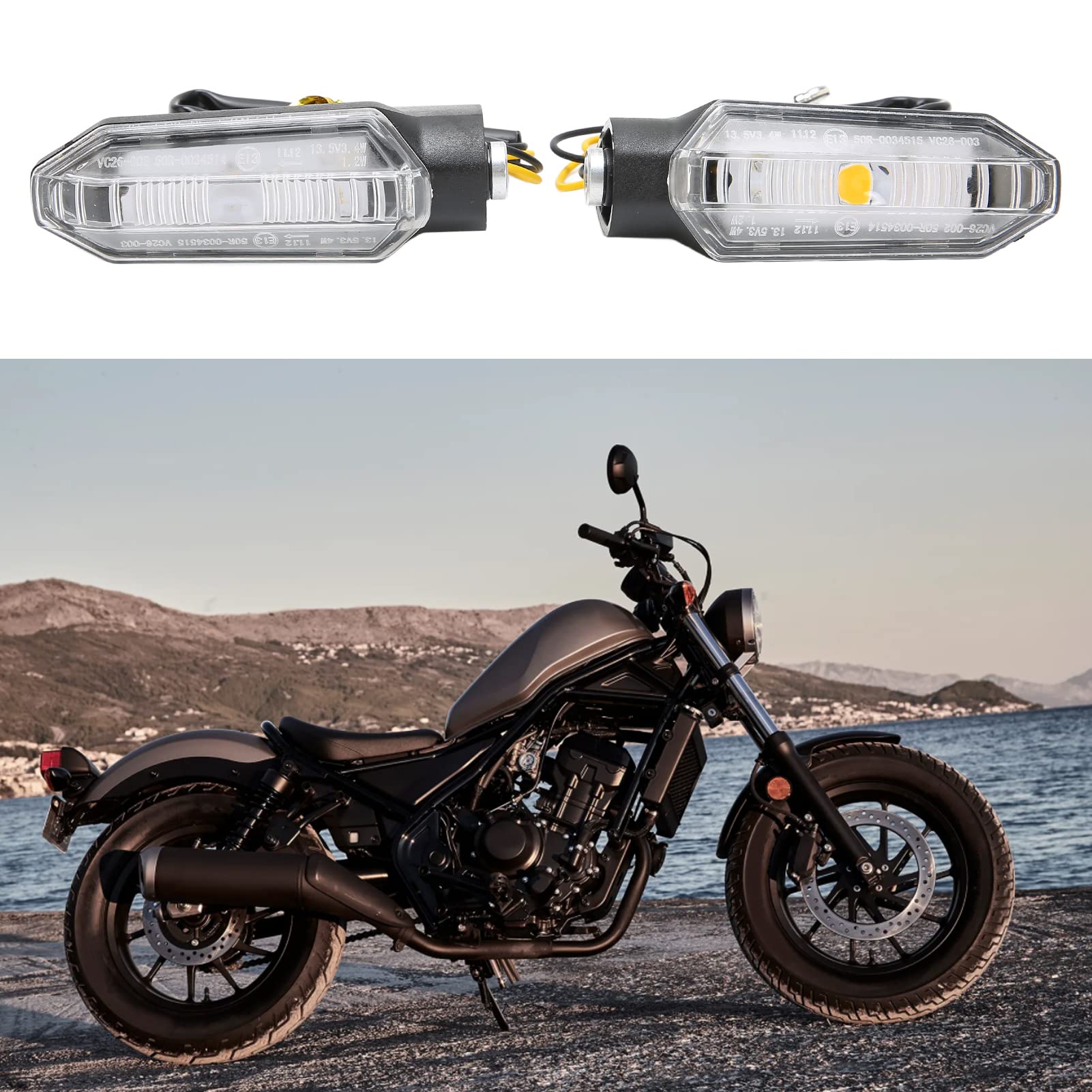 Fydun Motorcycle LED Turn Signal Lights - Warm Yellow Indicators for Honda CMX300 CMX500 CRF250L MSX125/SF Grom - Waterproof Durable Replacement Bulbs for Day & Night Riding Safety