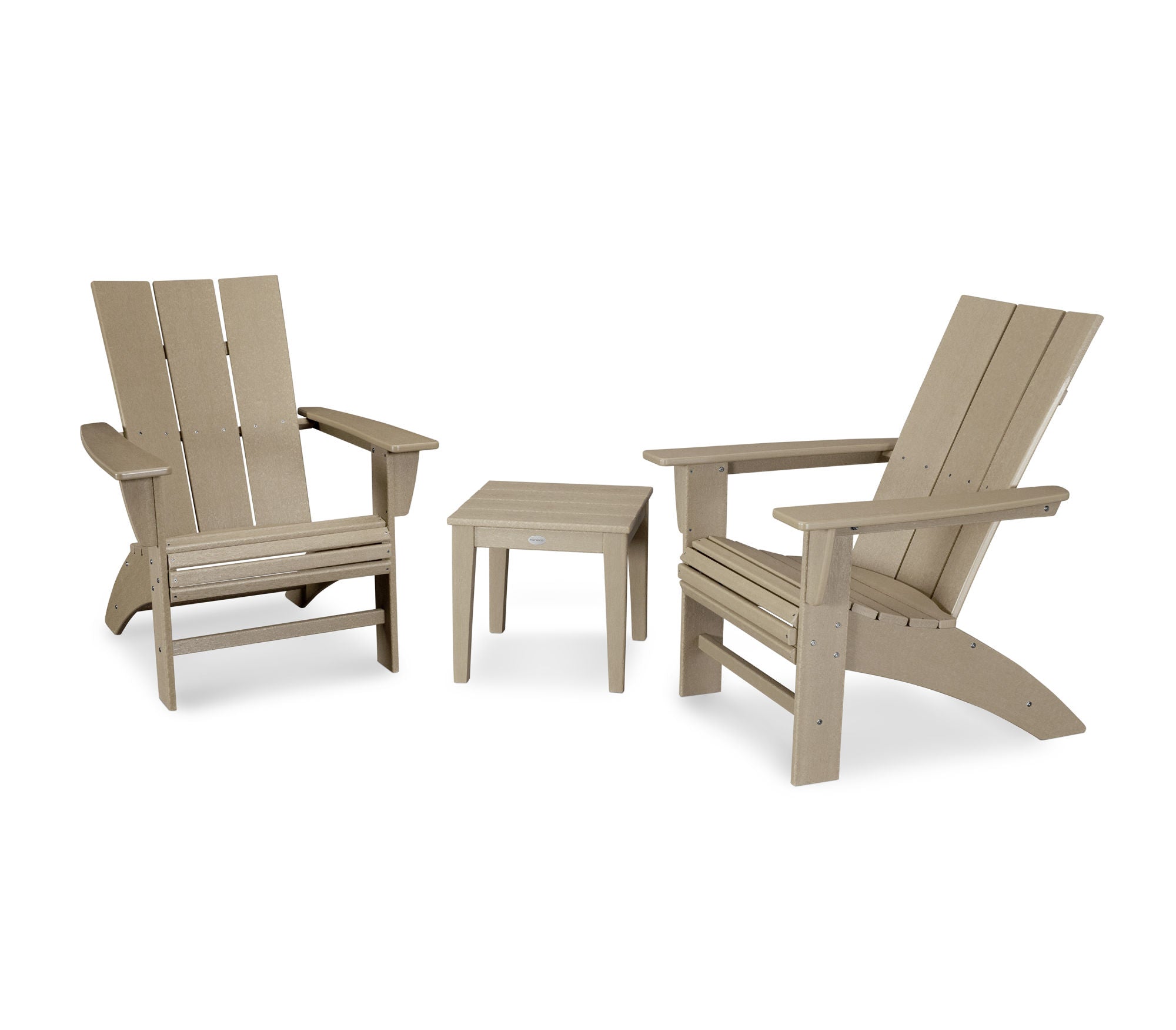 POLYWOOD Modern 3-Piece Curveback Adirondack Outdoor Patio Set - Durable All-Weather Furniture for Garden, Poolside & Backyard Relaxation