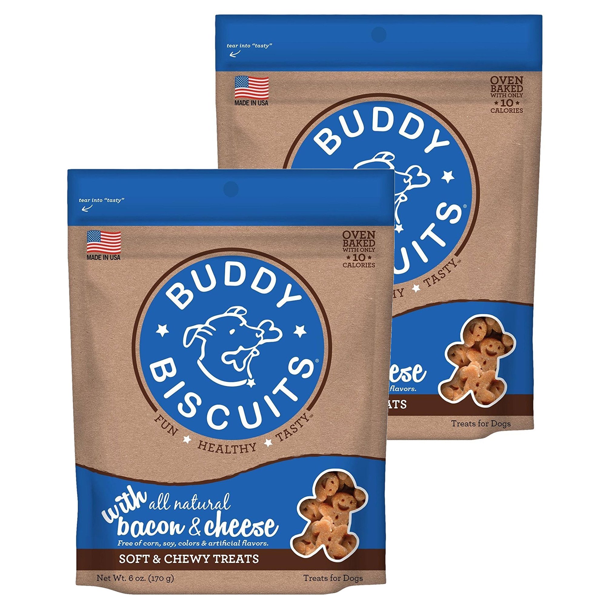 All-Natural Buddy Biscuits Soft & Chewy Oven-Baked Dog Treats - 6oz or 20oz - Perfect for Training & Rewarding Your Pet