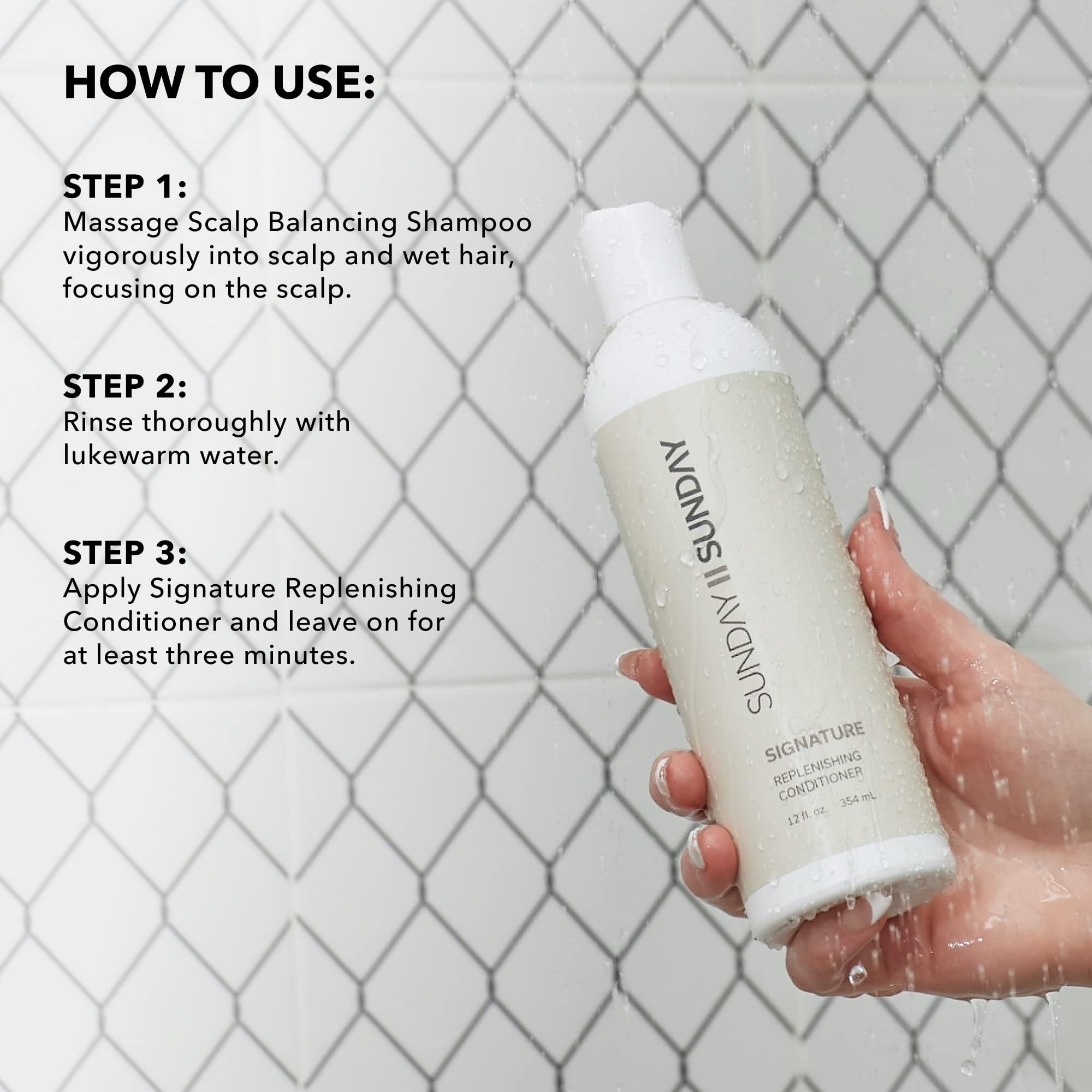 SUNDAY II SUNDAY Deluxe Signature Hair Wash System - Scalp Balancing Shampoo, Sugar Scrub & Replenishing Conditioner Set (8-Piece) for Hair Revitalization & Rejuvenation | Perfect for Dry, Damaged Hair & Scalp Care at Home or Salon