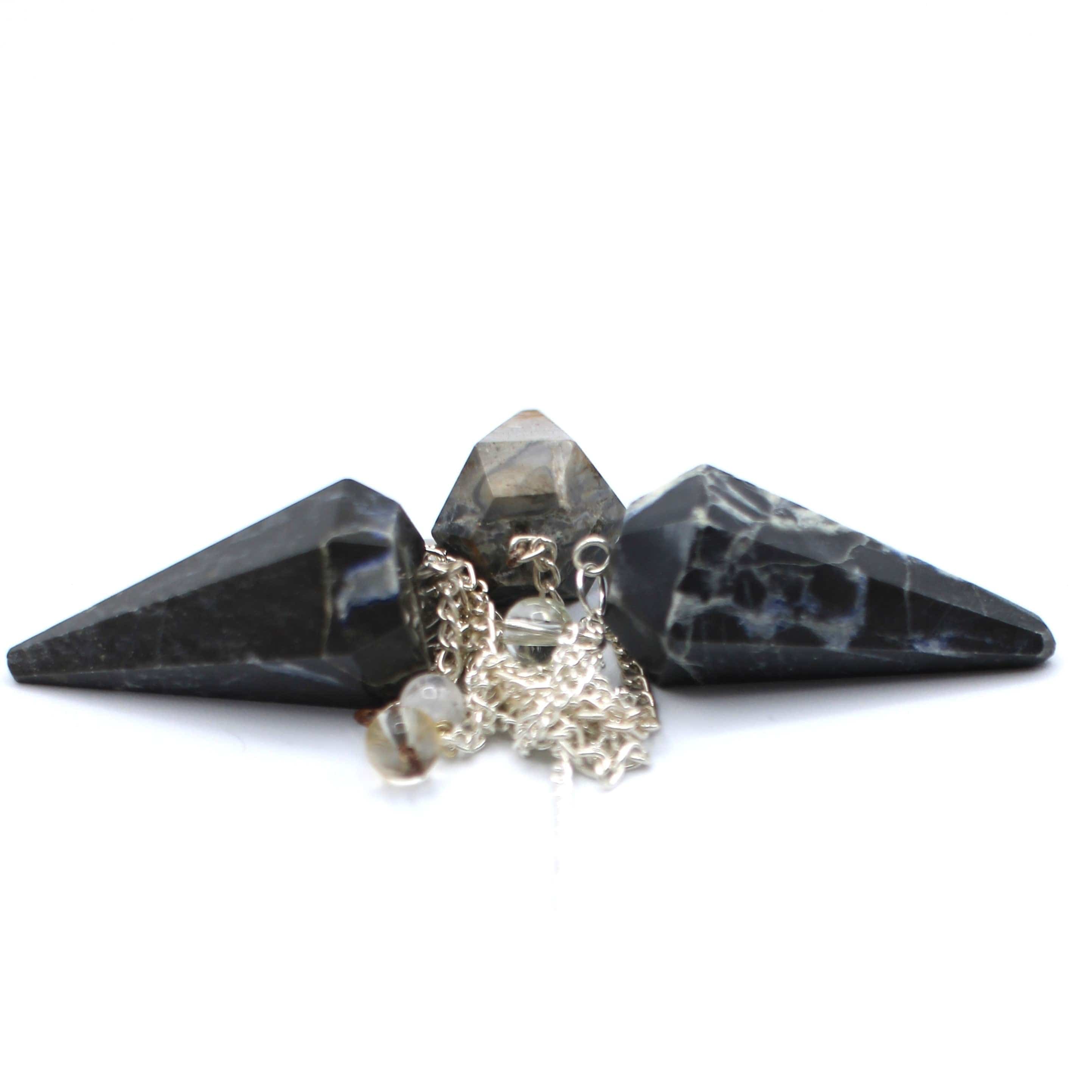 Natural Canadian Sodalite in Matrix Pendulum - Healing Crystal for Meditation, Chakra Balancing & Spiritual Awakening - Perfect for Energy Work, Dowsing & Home Decor