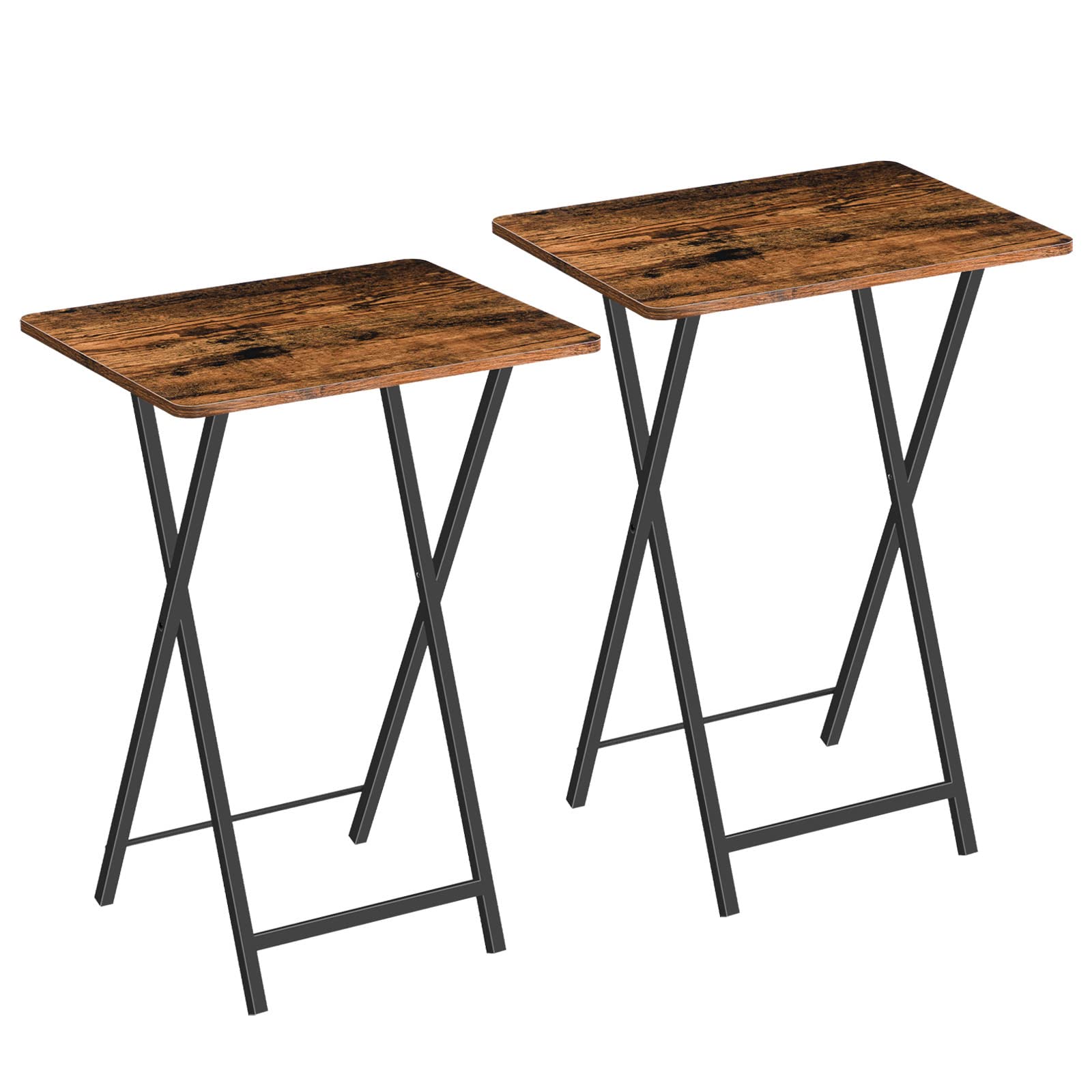 HOOBRO 2-Pack Folding TV Trays - Space Saving Dinner Tables for Couch & Bed - Rustic Brown