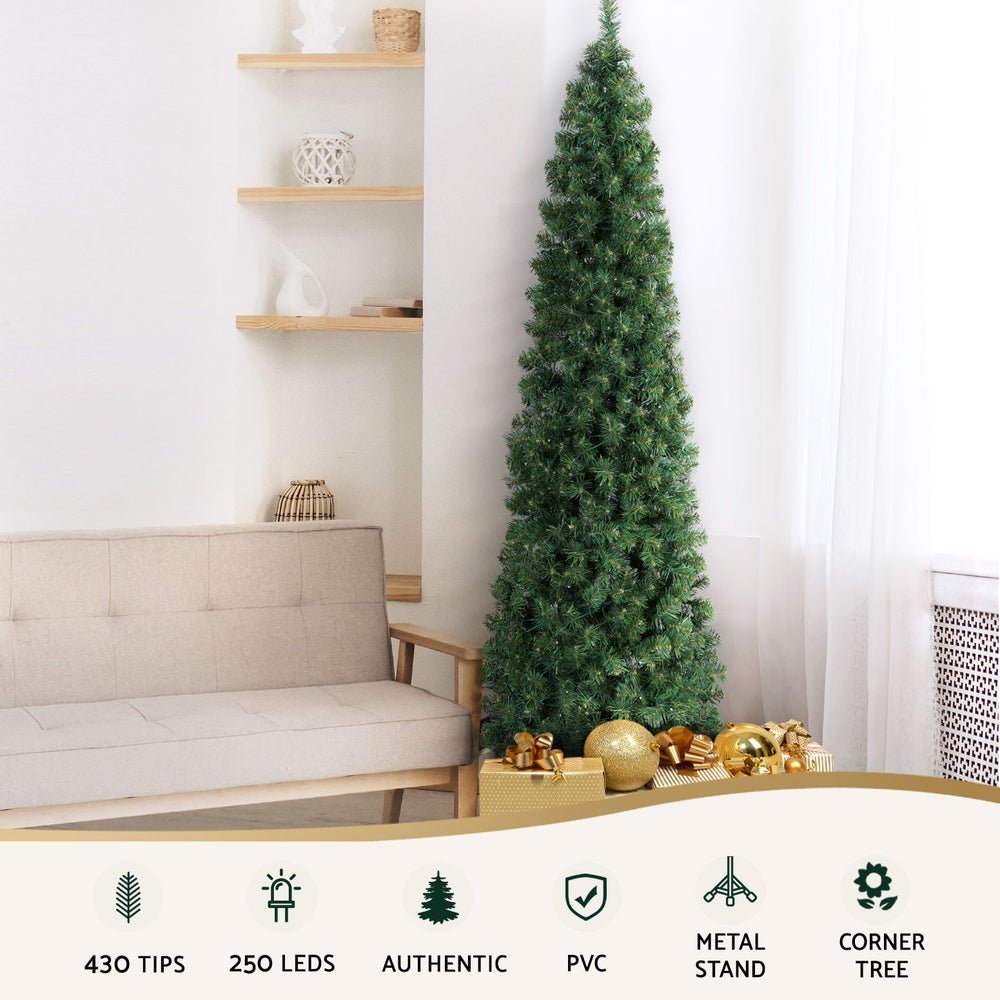2.1M Christmas Tree for Corner - 430 Branch Tips Xmas Tree with Lights for Home, Office & Party Decorations | Perfect for Living Room, Bedroom & Holiday Celebrations