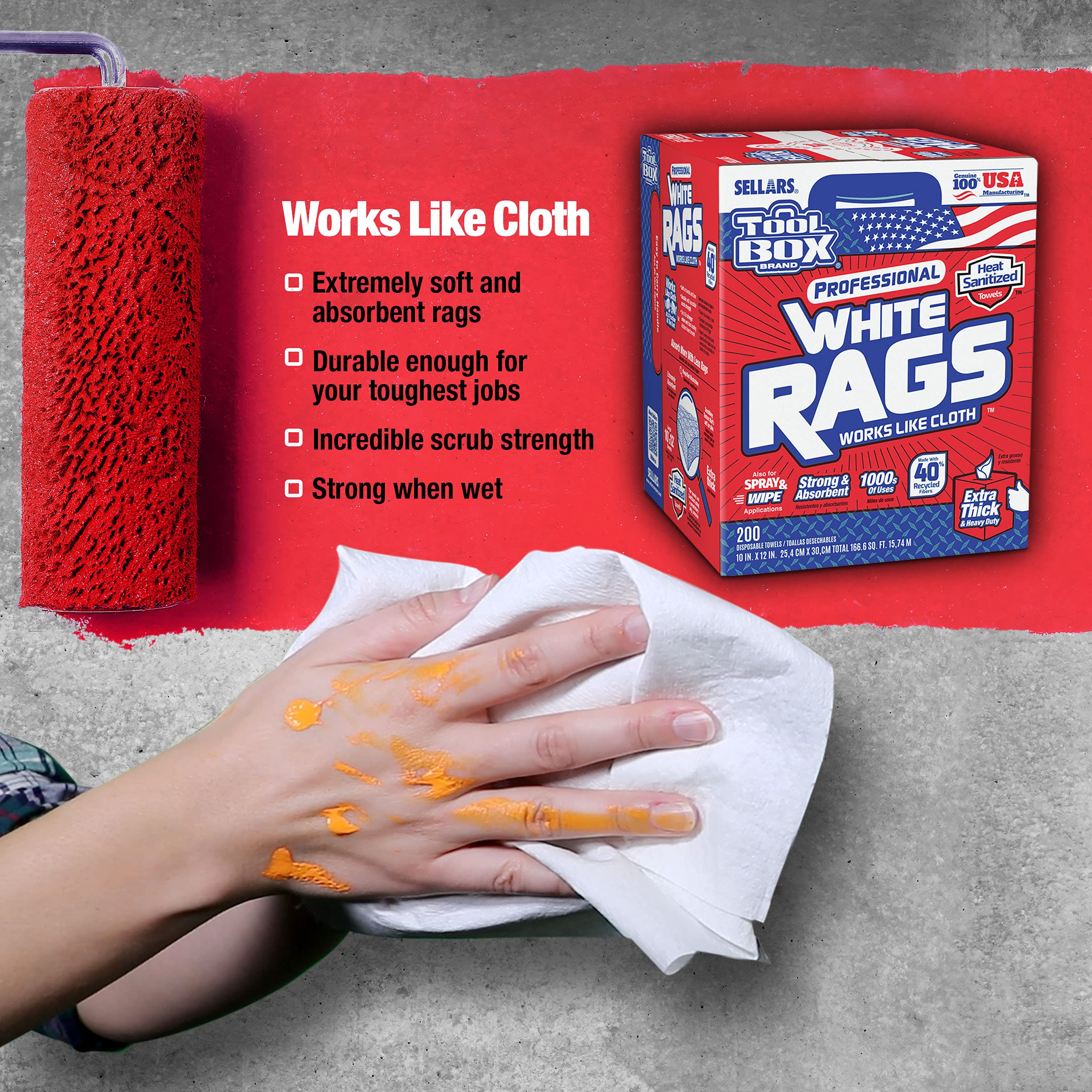 Sellars 58202 White Toolbox Rags - 10