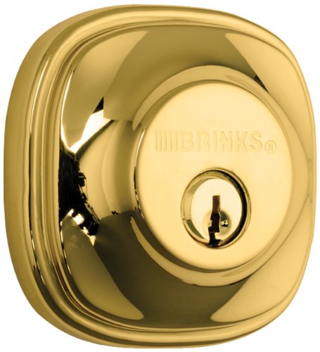 Brinks Push Pull Rotate Door Locks - Alwood Passage Hall & Closet Lever with Deadbolt Combo Pack in Polished Brass (23092-105) | Secure Interior Doors for Homes, Offices & Apartments