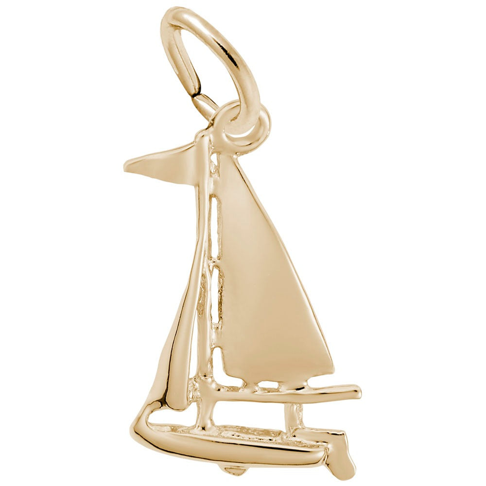14K Yellow Gold Small Sloop Sailboat Charm Pendant - Dainty Nautical Jewelry for Necklace or Bracelet - Perfect Gift for Sailors, Boaters & Ocean Lovers