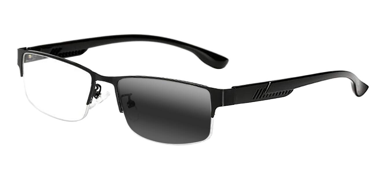 Progressive Multifocal Transition Photochromic Reading Glasses for Men - UV400 Protection, Half Frame Business Eyewear | Perfect for Office Work, Outdoor Reading & Driving