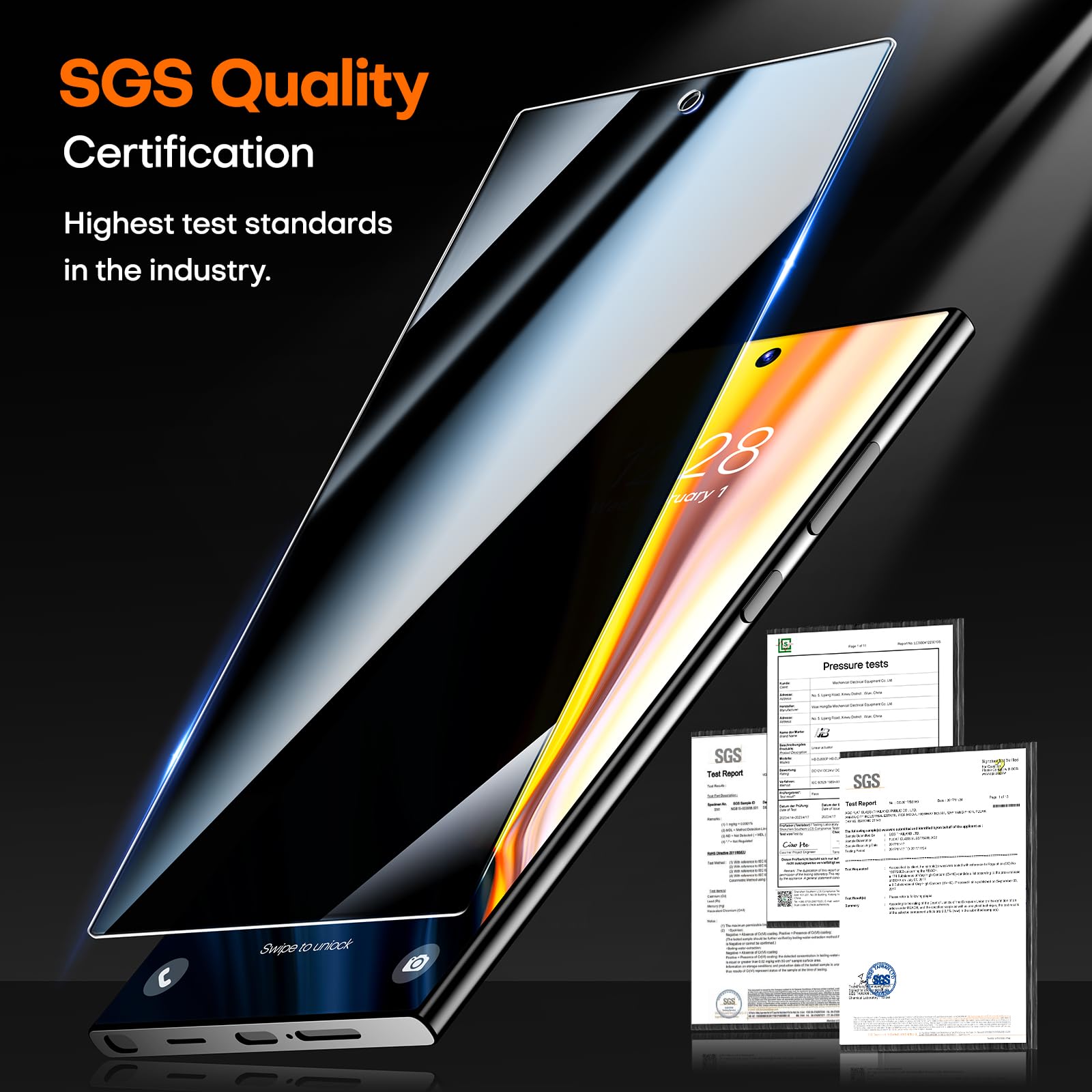2+2 Pack Privacy Screen Protector & Camera Lens Protector for Samsung Galaxy S24 Ultra - Tempered Glass Film with Dust Removal Frame - Anti-Scratch, Bubble-Free, Case Friendly - Perfect for Office Privacy & Outdoor Protection