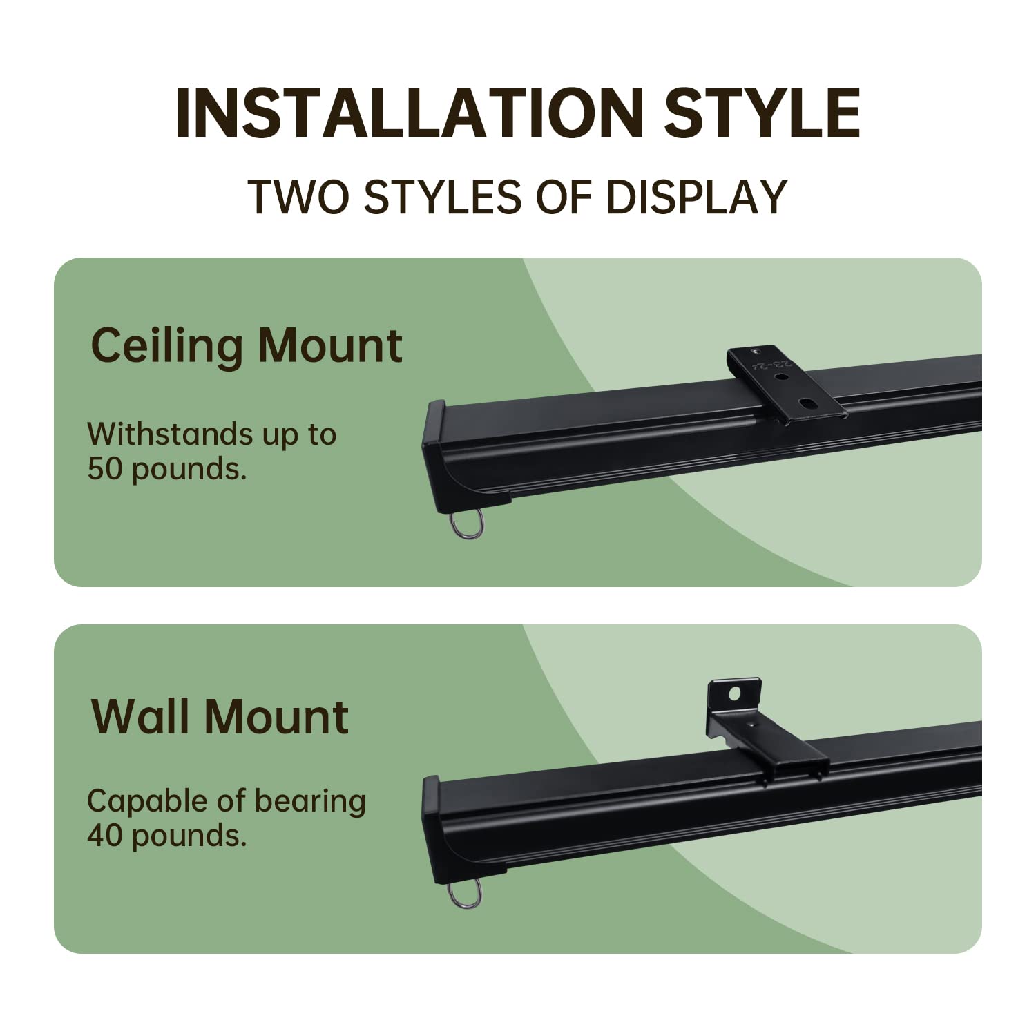 Heavy-Duty Ceiling Mount Curtain Track System - 18ft Black Room Divider Rail with Hooks for Living Room, Bedroom, Shower Privacy, RV & Garage | Durable Home & Commercial Use