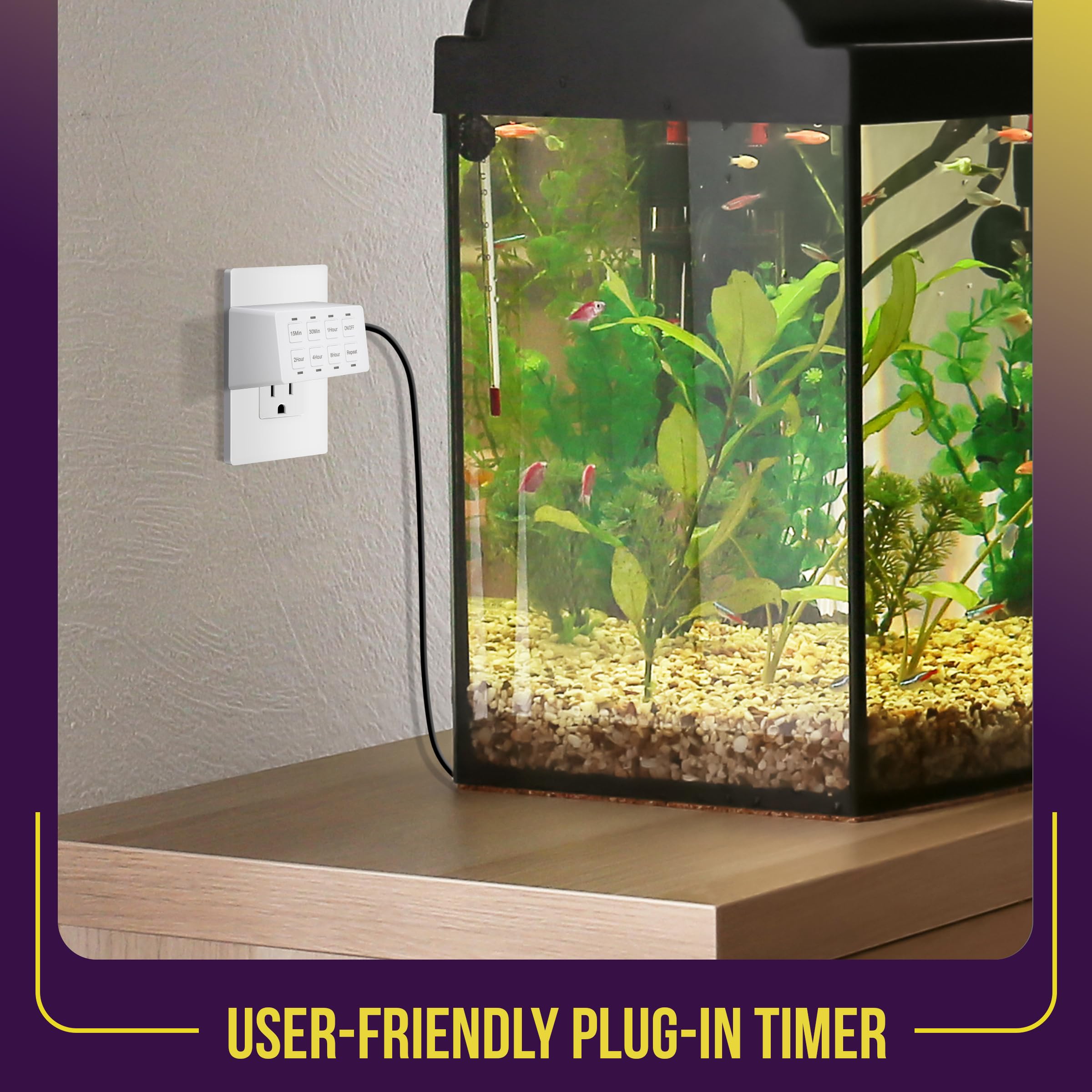 ENERLITES 8-Hour Indoor Countdown Plug-in Timer - 15/30 Min & 1/2/4/8 Hour Settings - Outlet Timer for Fans, Lights & Small Appliances (1/4 HP) - White HET03-W - Perfect for Home Automation, Energy Saving & Vacation Security