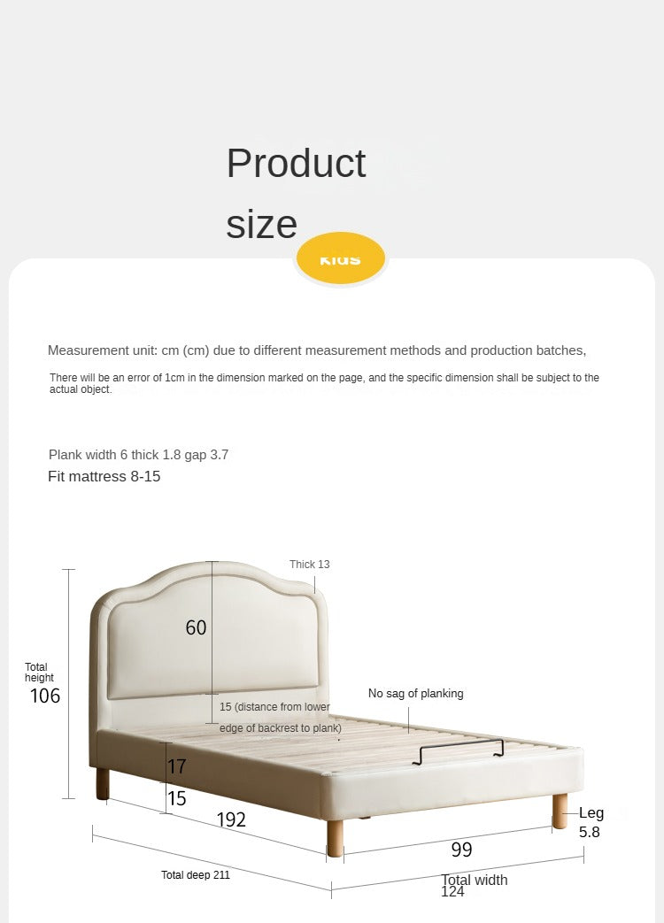 Organic Leather Cream Style Soft Kids Bed – Premium Comfort for Nursery, Bedroom & Playroom – Safe & Durable Toddler Bed for Sweet Dreams