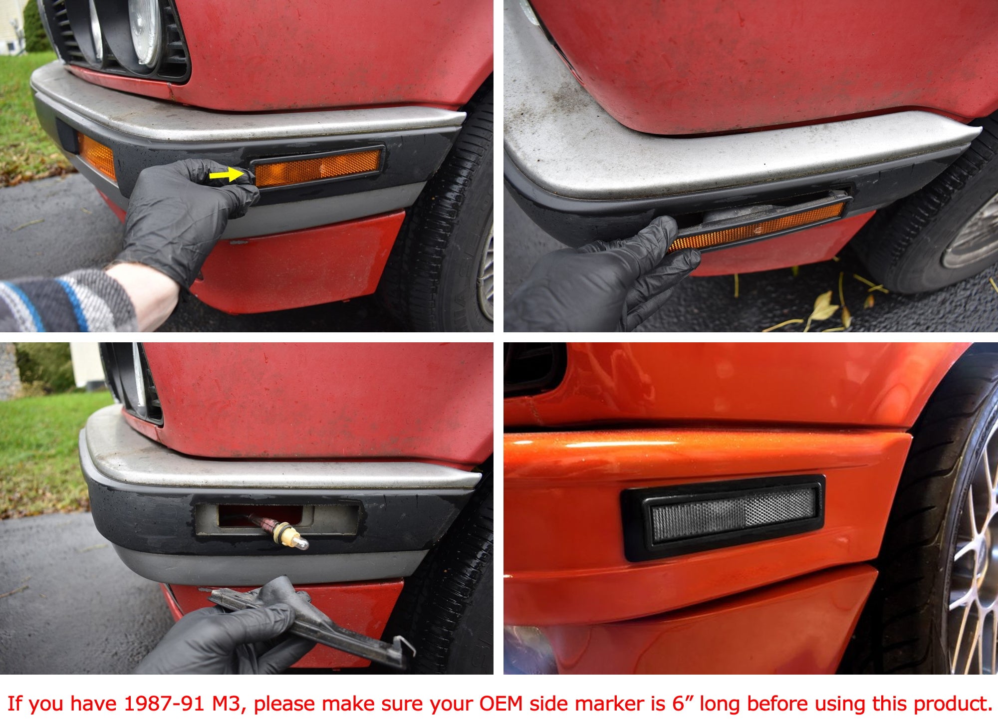 Euro M Tech Style Bumper Side Marker Lamp Housings for BMW E30 3 Series & E34 5 Series - Replacement Car Accessories for Enhanced Visibility and Style