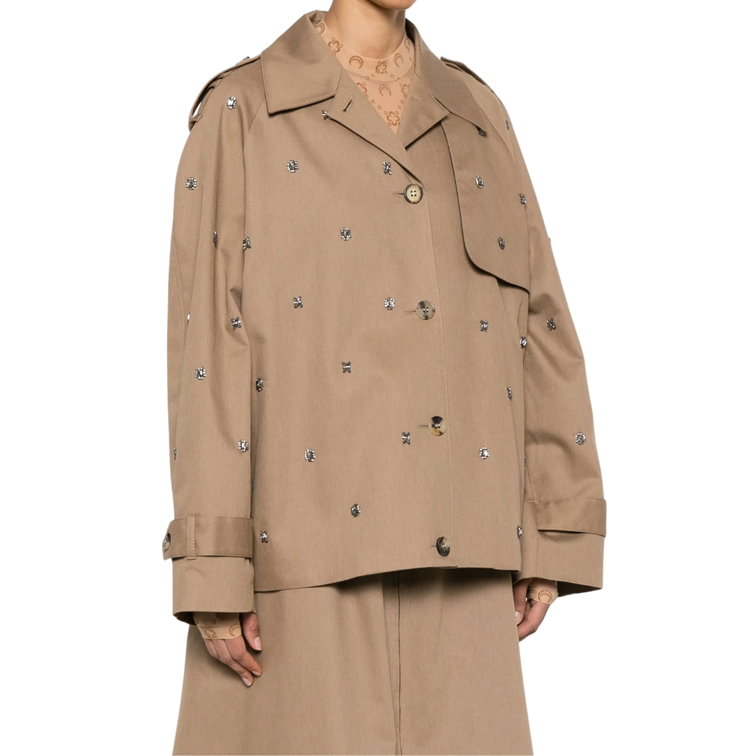 Elegant Embellished Trench Coat for Women - Stylish Long Outerwear with Decorative Details | Perfect for Office, Date Night & Fall Fashion