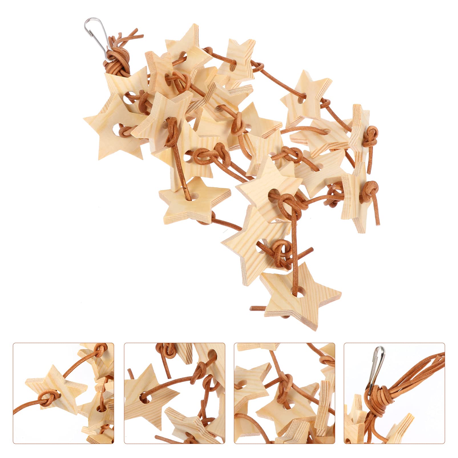 Balacoo Wooden Star Chew Toy for Parrots - Hanging Cage Toy for Birds, Chewing & Grinding Pendant - Natural Wood Molar Toy for Parrot Beak Care - Perfect for Playtime & Stress Relief in Bird Cages