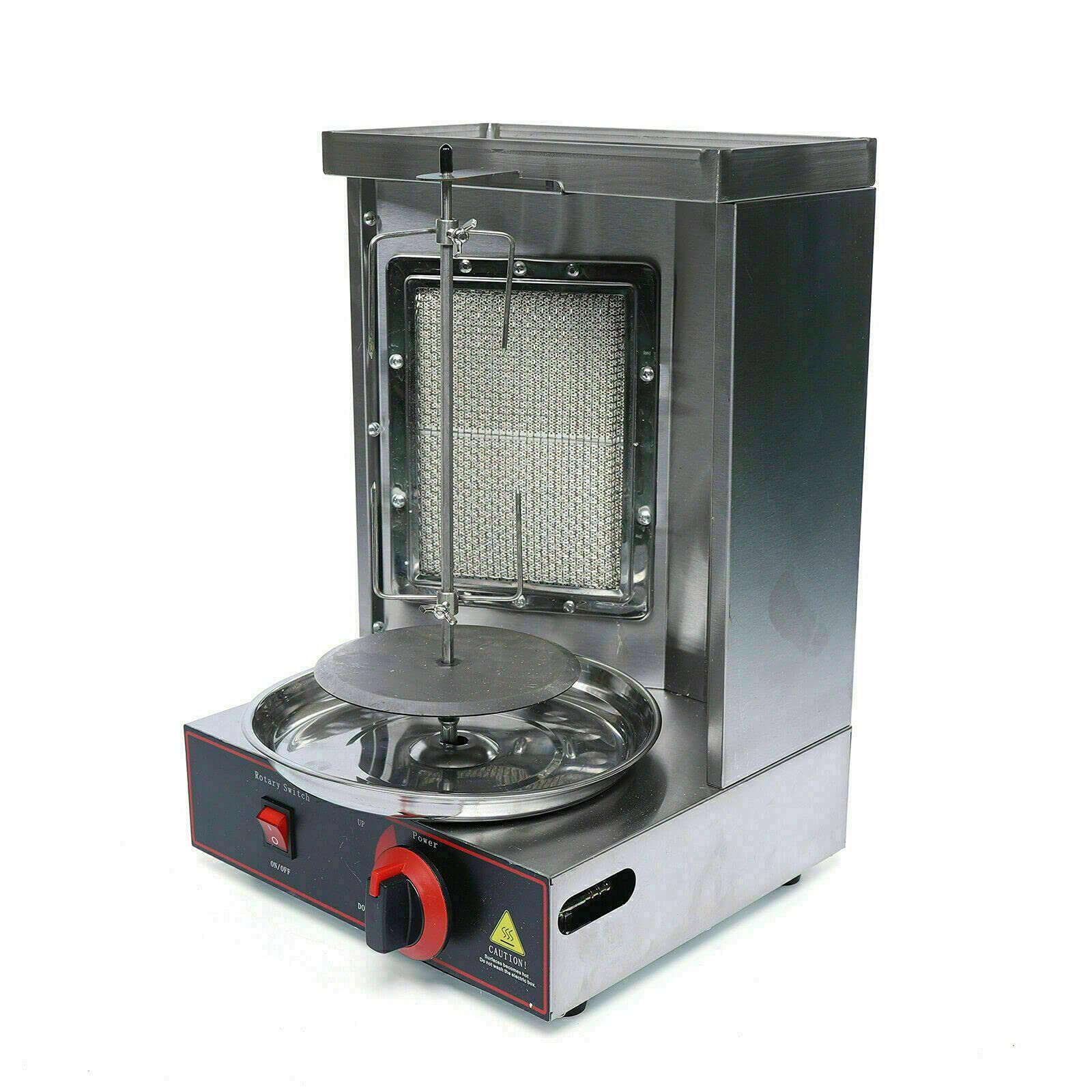 Commercial Gas Shawarma Machine - Vertical LPG Kebab Grill, Smokeless BBQ Rotisserie Oven with 1 Burner, 110V for Restaurants, Food Trucks & Catering Events