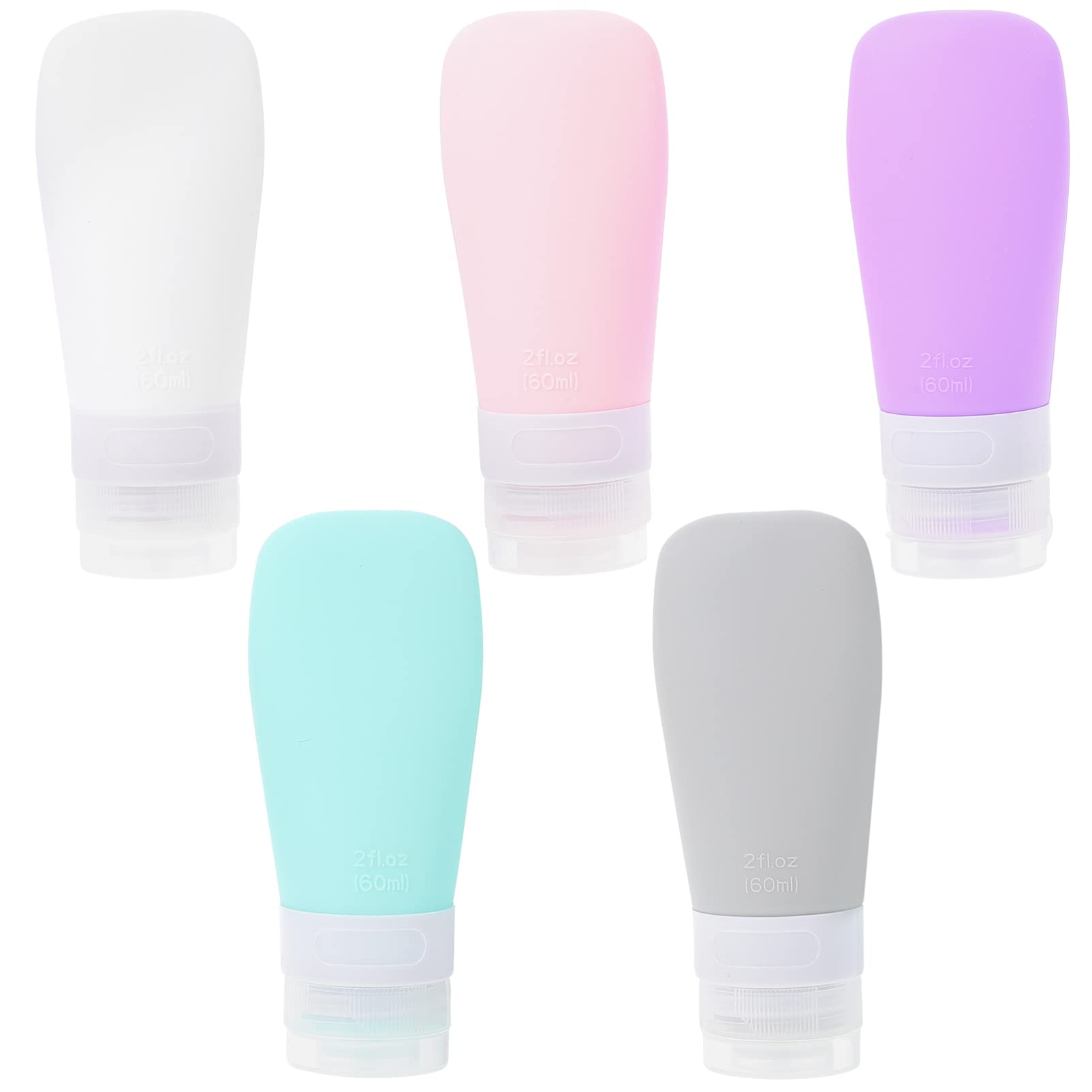 EXCEART 5-Pack Travel Size Silicone Squeeze Bottles for Shampoo, Lotion & Toiletries - Leak-Proof, TSA Approved, Portable Containers for Camping, Gym, Hiking & Outdoor Activities