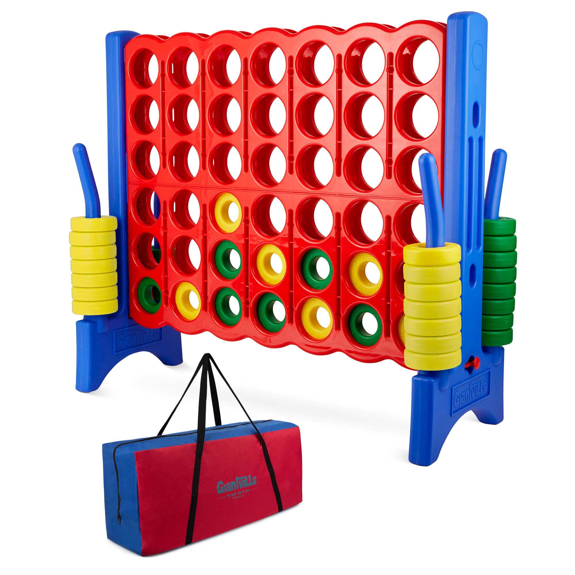 Giant 4 in a Row Connect Game with Carry Bag - 4ft x 3.5ft Oversized Floor Game for Kids & Adults - Indoor & Outdoor Family Fun - Waterproof Durable Board Game for Backyard, Picnic, Party & Camping Activities