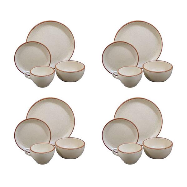 16-Piece Beige & Brown Dinnerware Set - Della Terra Stoneware Collection | Elegant Tableware for Everyday Dining & Entertaining