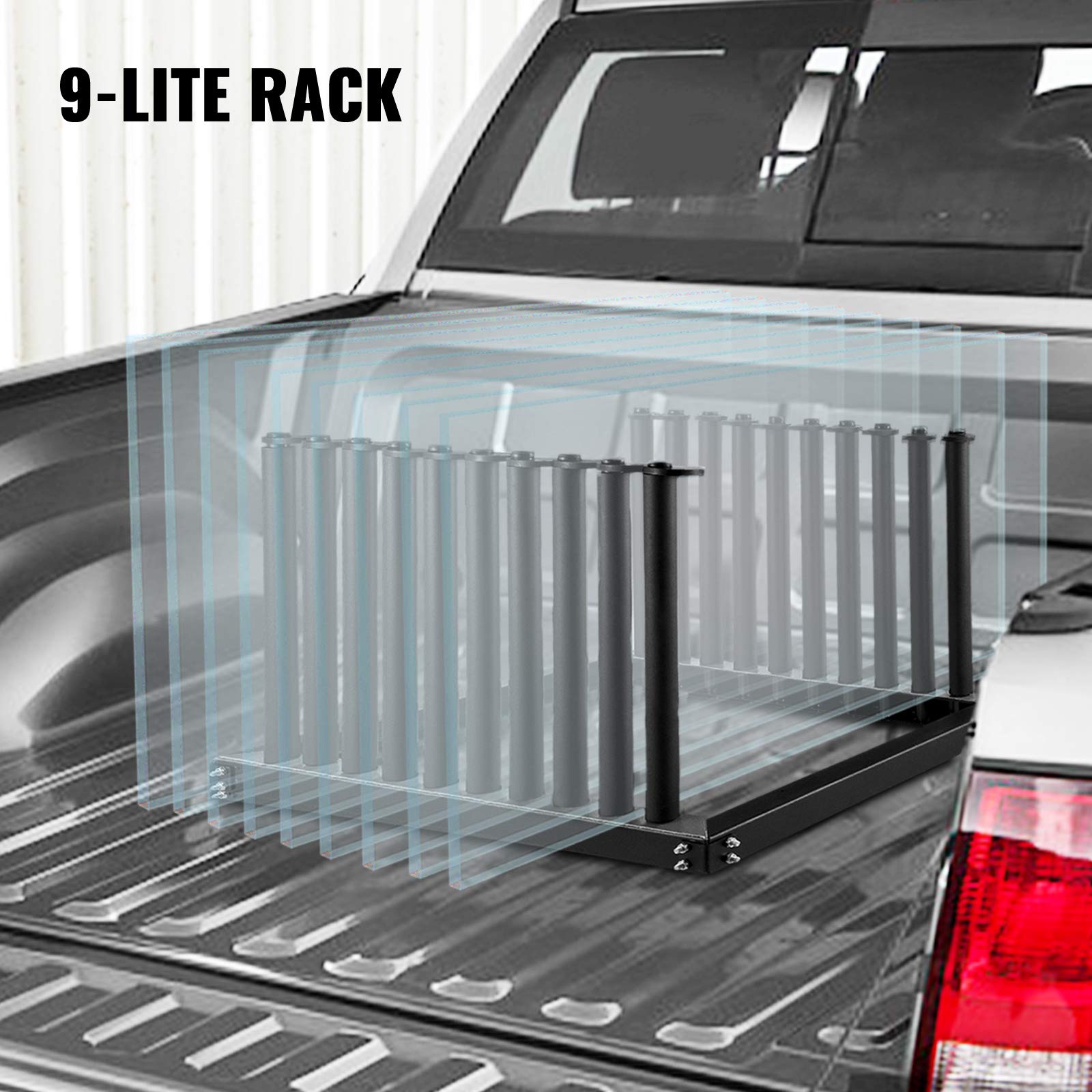 Best 9-Lite Auto Windshield Rack - Heavy Duty Steel Truck Windshield Rack with PVC Pad & Foam Padding - 24-Inch Height for Secure Glass Transportation - Perfect for Auto Shops, Glass Installers & Truck Drivers