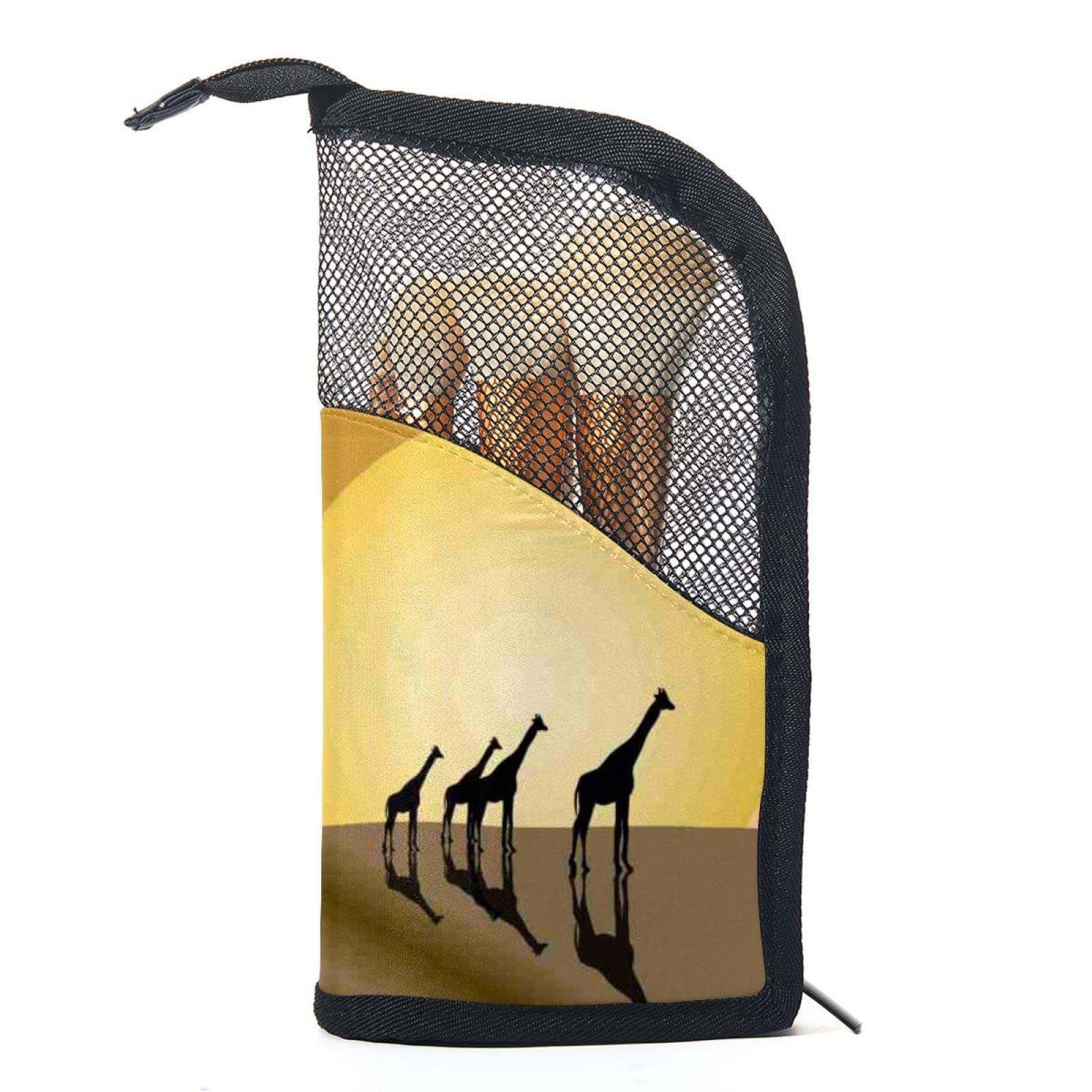 Premium Makeup Brush Organizer Bag with 12 Brushes & Desert Giraffe Glasses - Portable Cosmetic Brush Holder Case for Travel, Home, and Professional Makeup Artists