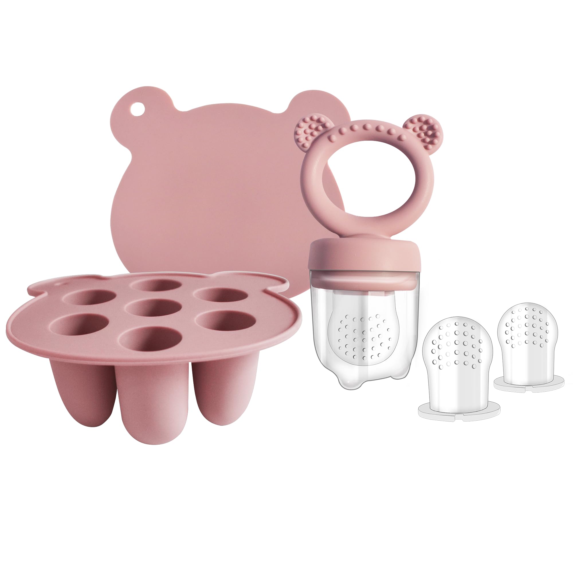 Organic Spinach Silicone Freezer Tray & Baby Food Feeder Set - BPA-Free Teething Pacifier & Storage Containers for Infants 6+ Months | Perfect for Homemade Purees, Breast Milk Cubes & On-the-Go Snacks