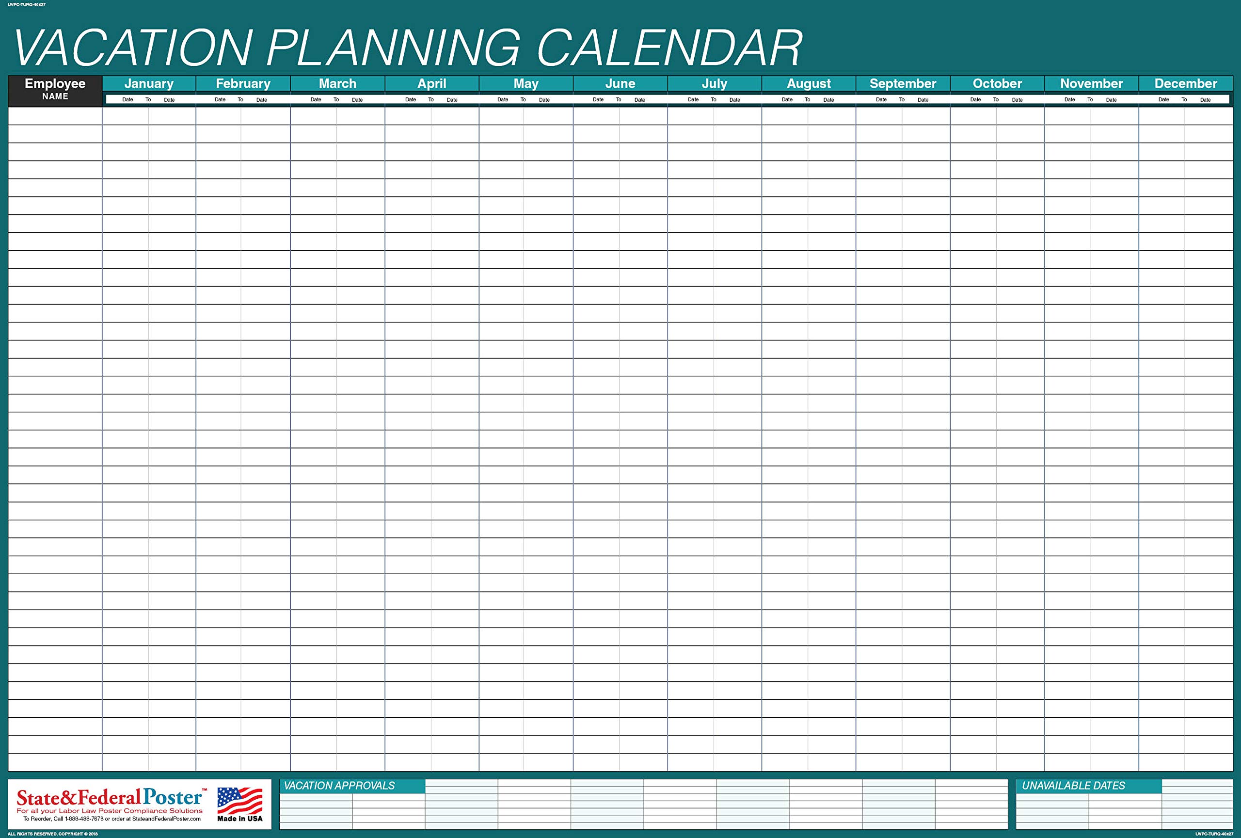 UNDATED Horizontal Vacation Planner - 27