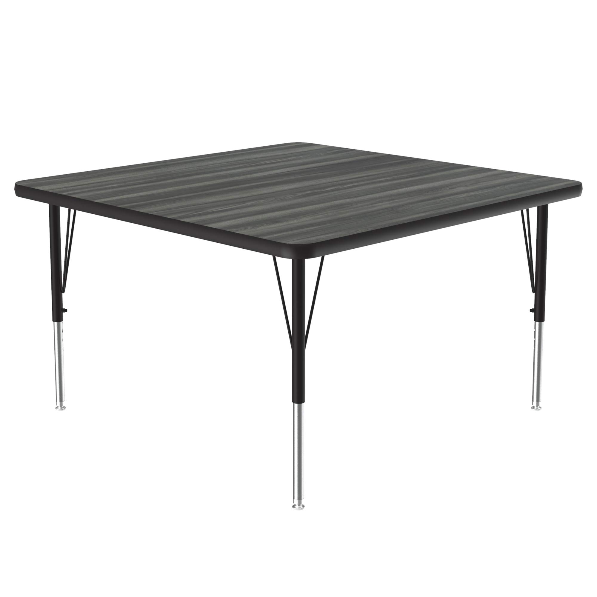 Correll 48x48 Inch Adjustable Height Square Activity Table - Durable High Pressure Laminate Top in New England Driftwood - Perfect for Classrooms, Homeschooling & Study Areas - School Furniture (A4848-SQ-52)