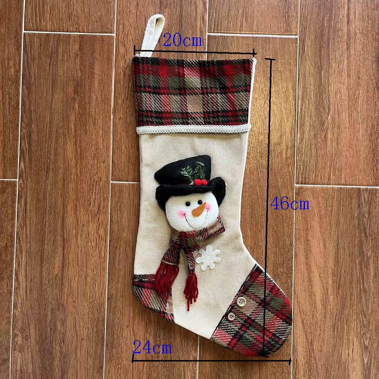 20-Inch Santa & Snowman Christmas Stockings Set of 2 - Personalized Plush Xmas Decor for Fireplace, Gift Exchange & Holiday Home Decor