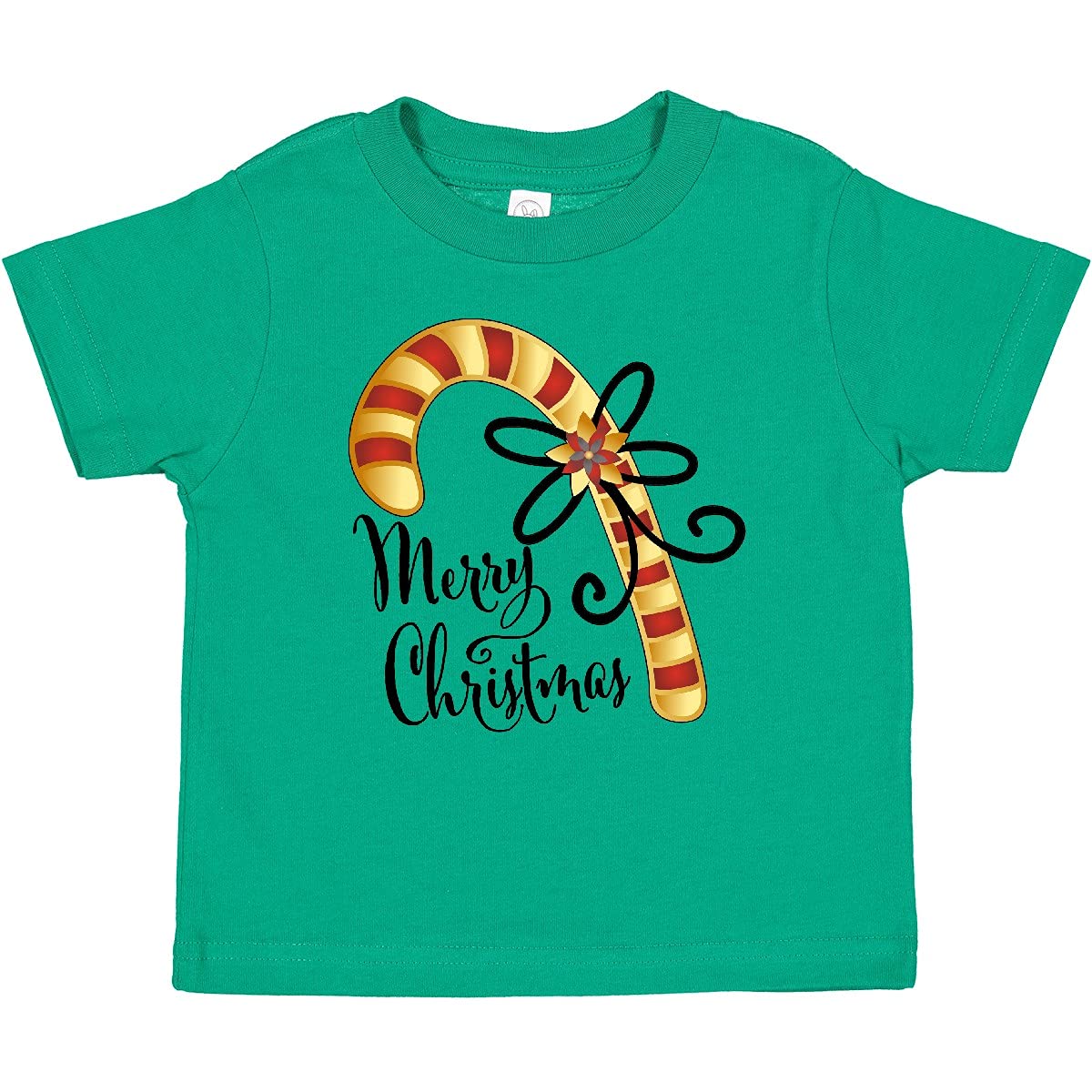 Inktastic Merry Christmas Red and Gold Candy Cane Baby T-Shirt - Cute Holiday Outfit for Infants & Toddlers - Perfect for Christmas Photos, Parties & Family Gatherings