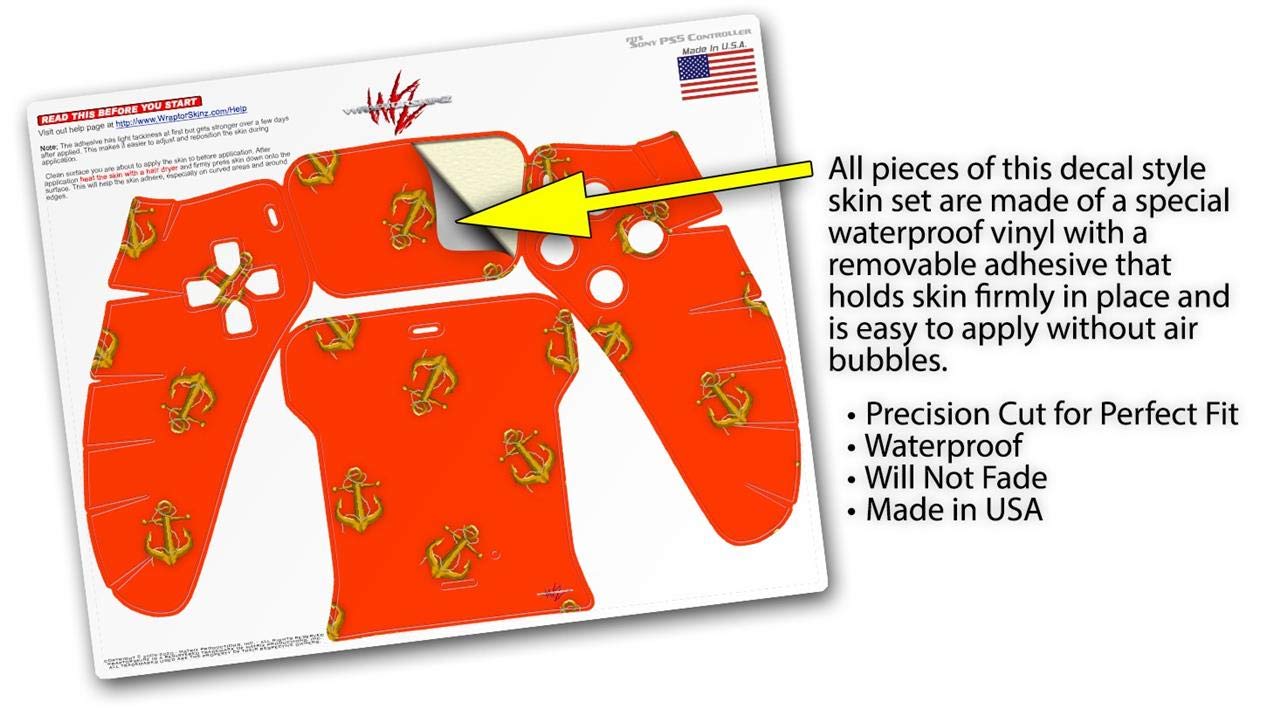 PS5 DualSense Controller Skin Wrap - Anchors Away Red for Gaming Protection