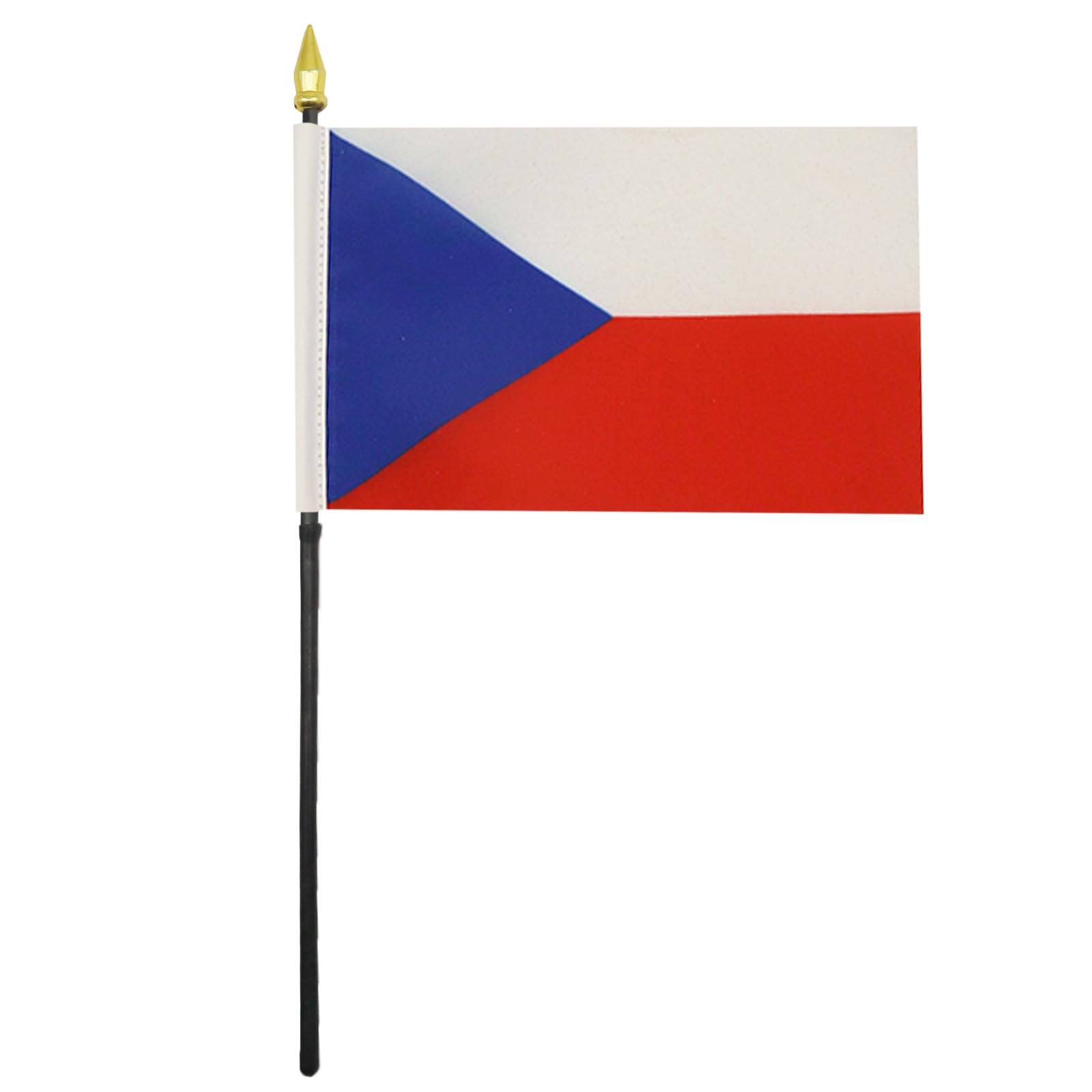 AZ FLAG Czech Republic Mini Desk Flag 4'' x 6'' (10 x 15 cm) - 100% Polyester Office Banner with 10'' Golden Spear Pole - Perfect for Home, Office Decor & International Events
