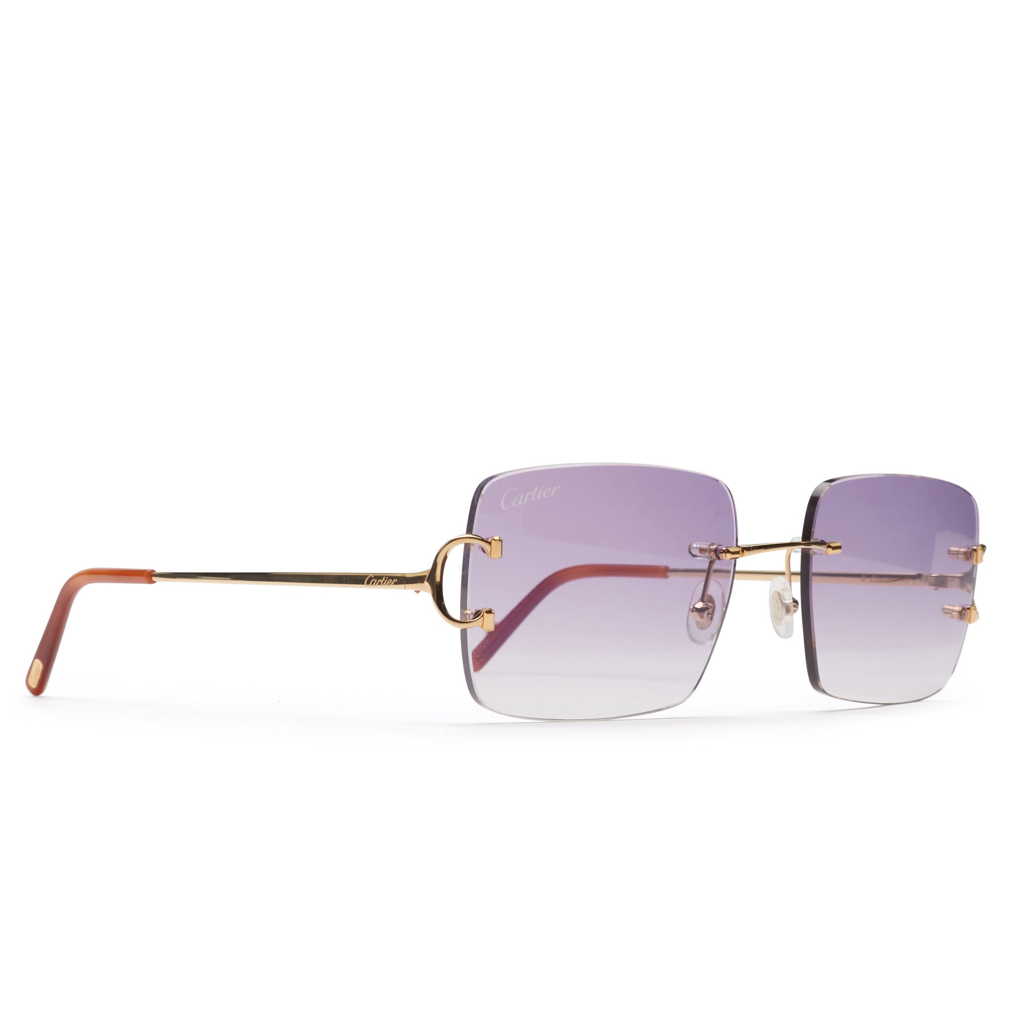 Cartier CT00920 001 C Decor Purple Rimless Sunglasses for Women - Luxury Designer Sunglasses for Driving, Travel & Fashion Accessories
