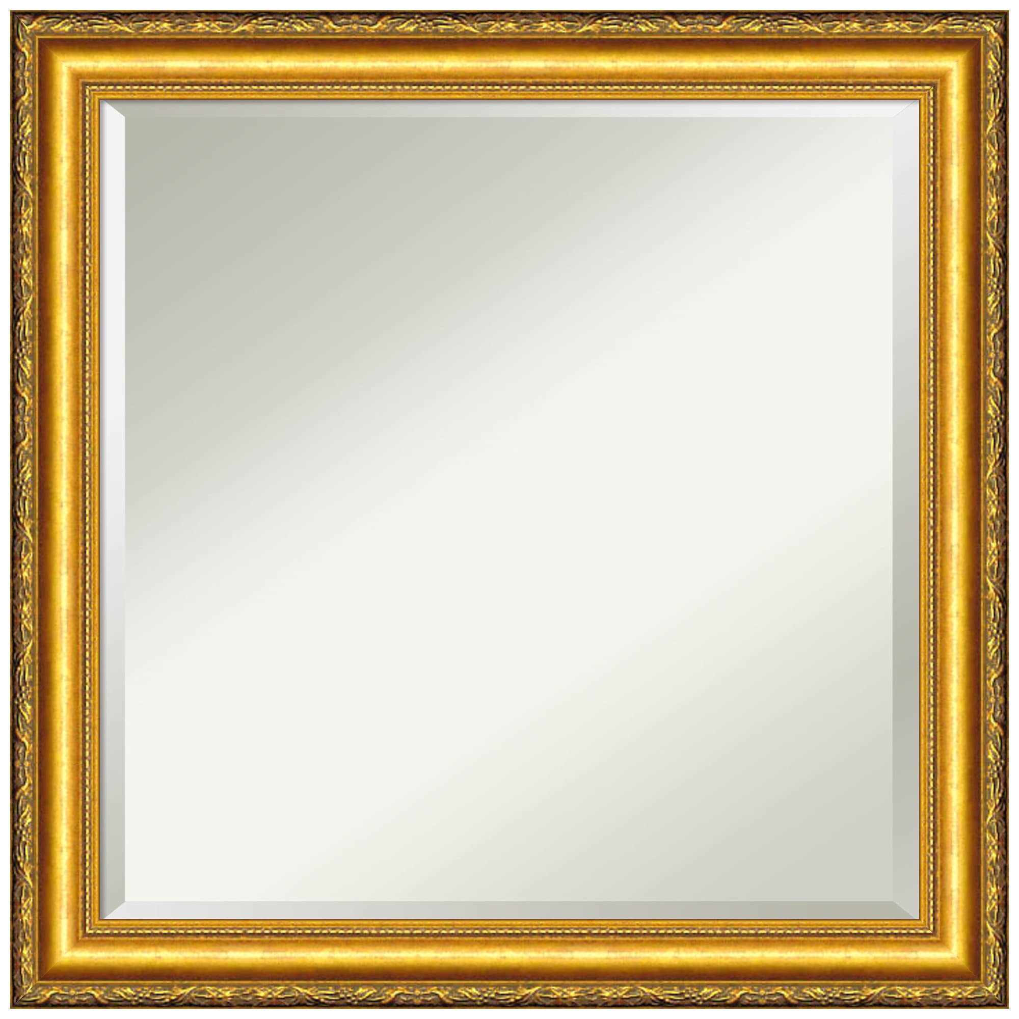 Amanti Art 24x24 Inch Gold Wall Mirror - Colonial Embossed Square Bathroom & Living Room Decor with Traditional Wood Frame - Hangs Horizontally or Vertically - Beveled Edge for Elegant Home, Bedroom, Entryway & Bathroom Decor