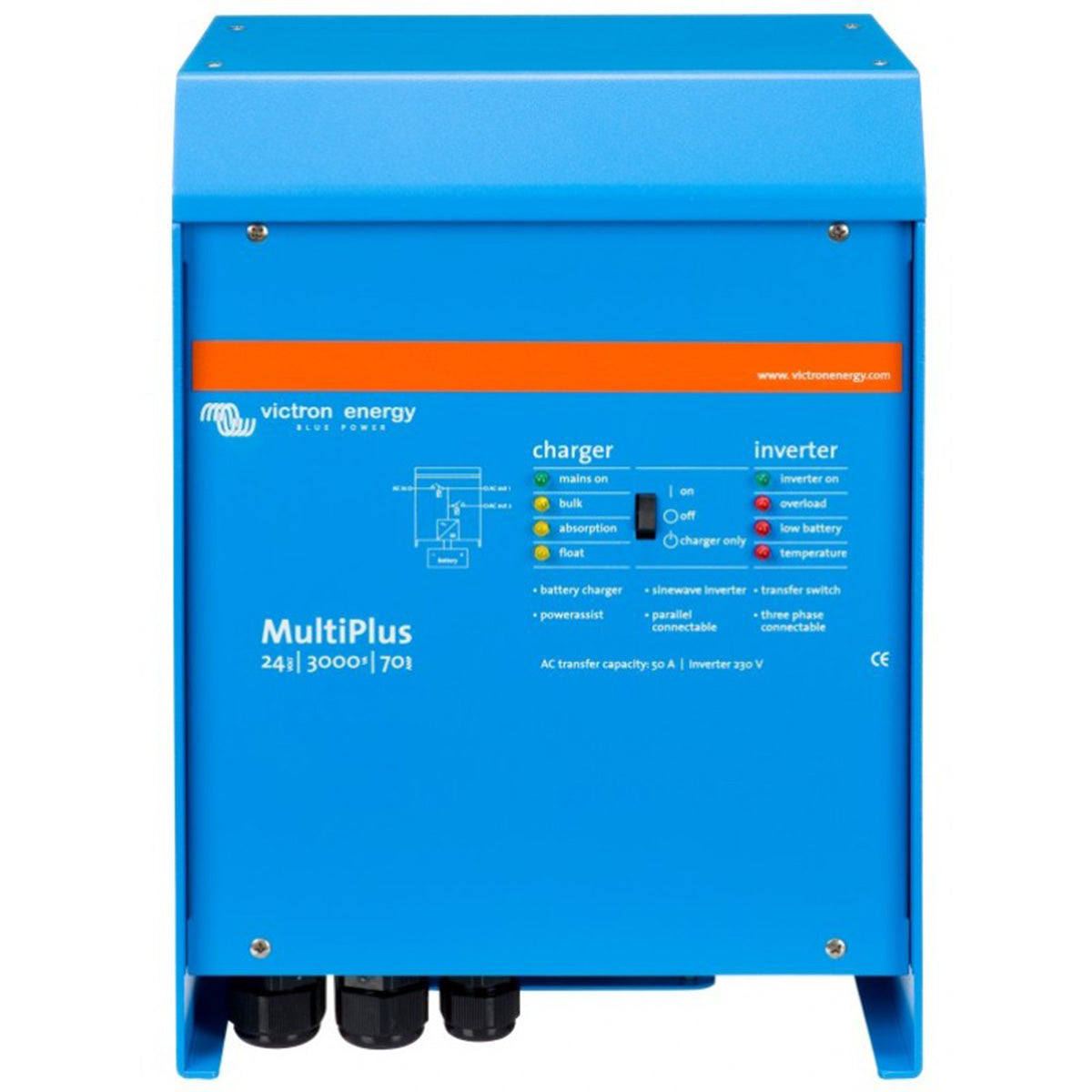 Victron Energy MultiPlus 24V 3000VA 70A 50Hz 120V Inverter/Charger with VE.Bus - Perfect for Solar Power Systems, RVs, and Off-Grid Living