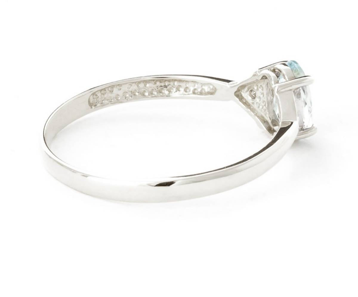 0.46 Carat 14K Solid White Gold Sur Ma Vie Aquamarine Diamond Ring for Women - Elegant Birthstone Jewelry Gift for Anniversary, Engagement & Special Occasions