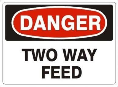 OSHA Approved Danger Two Way Feed Sign - Safety Warning for Industrial & Warehouse Use