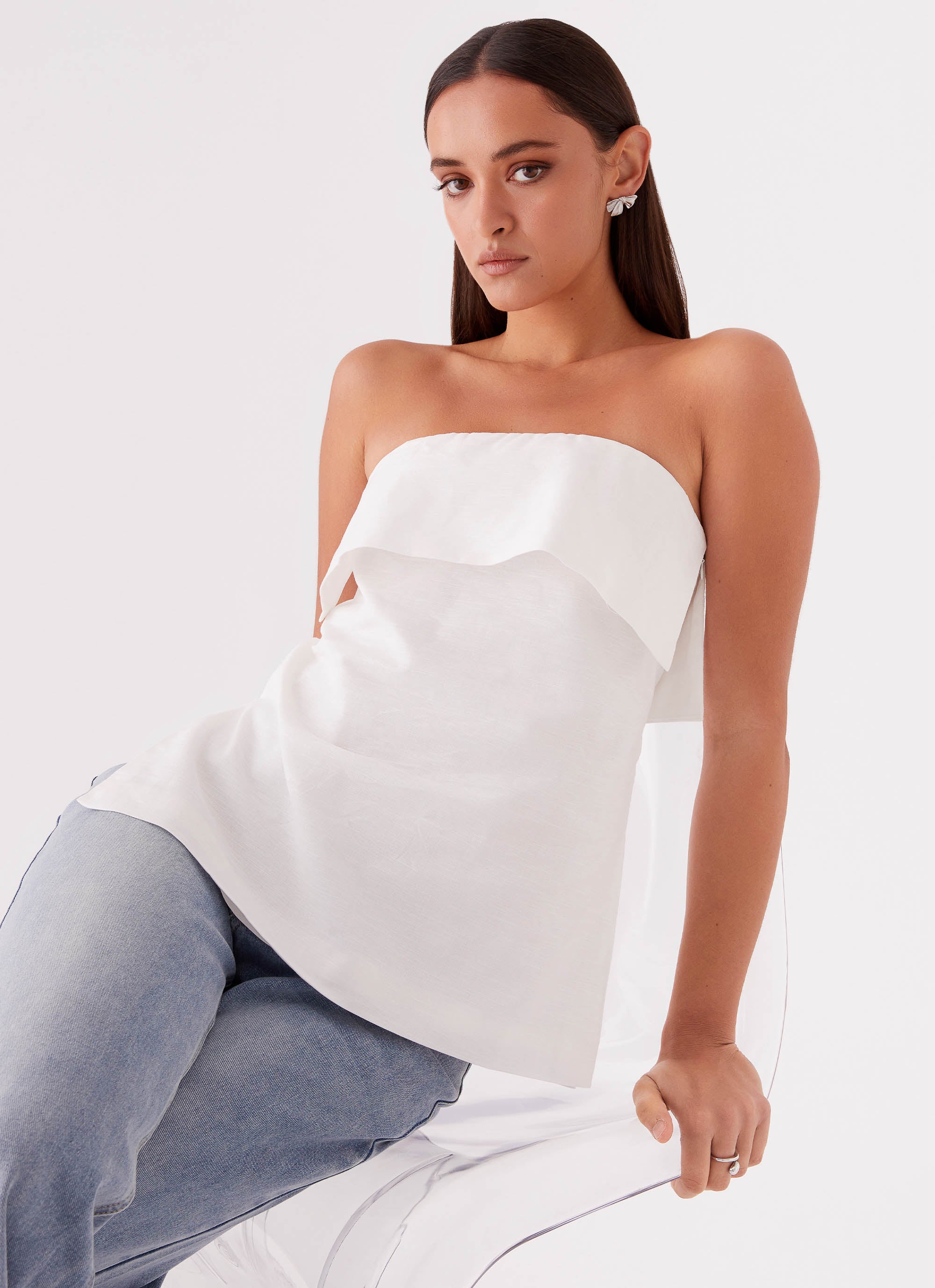 Dalmia Linen Top for Women - Breathable White Summer Blouse | Perfect for Casual Outings, Beach Vacations & Boho Style Outfits