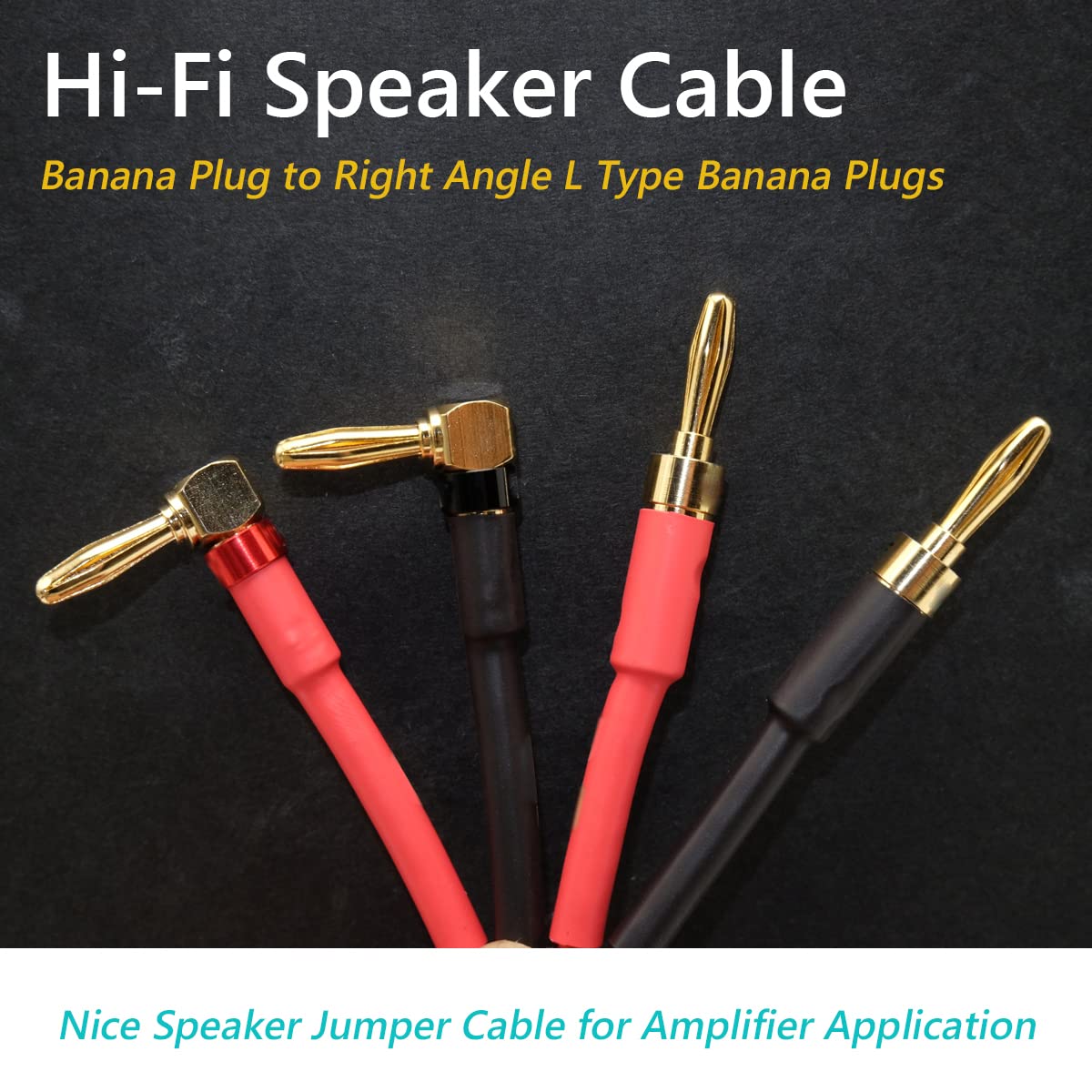UCINNOVATE 2 Pack 13 AWG High Performance Speaker Wire with Gold-Plated Right Angle Banana Plugs - 3m/9.8FT Oxygen-Free Copper HiFi Audio Cable for Home Theater, Stereo Systems & Audiophile Setups